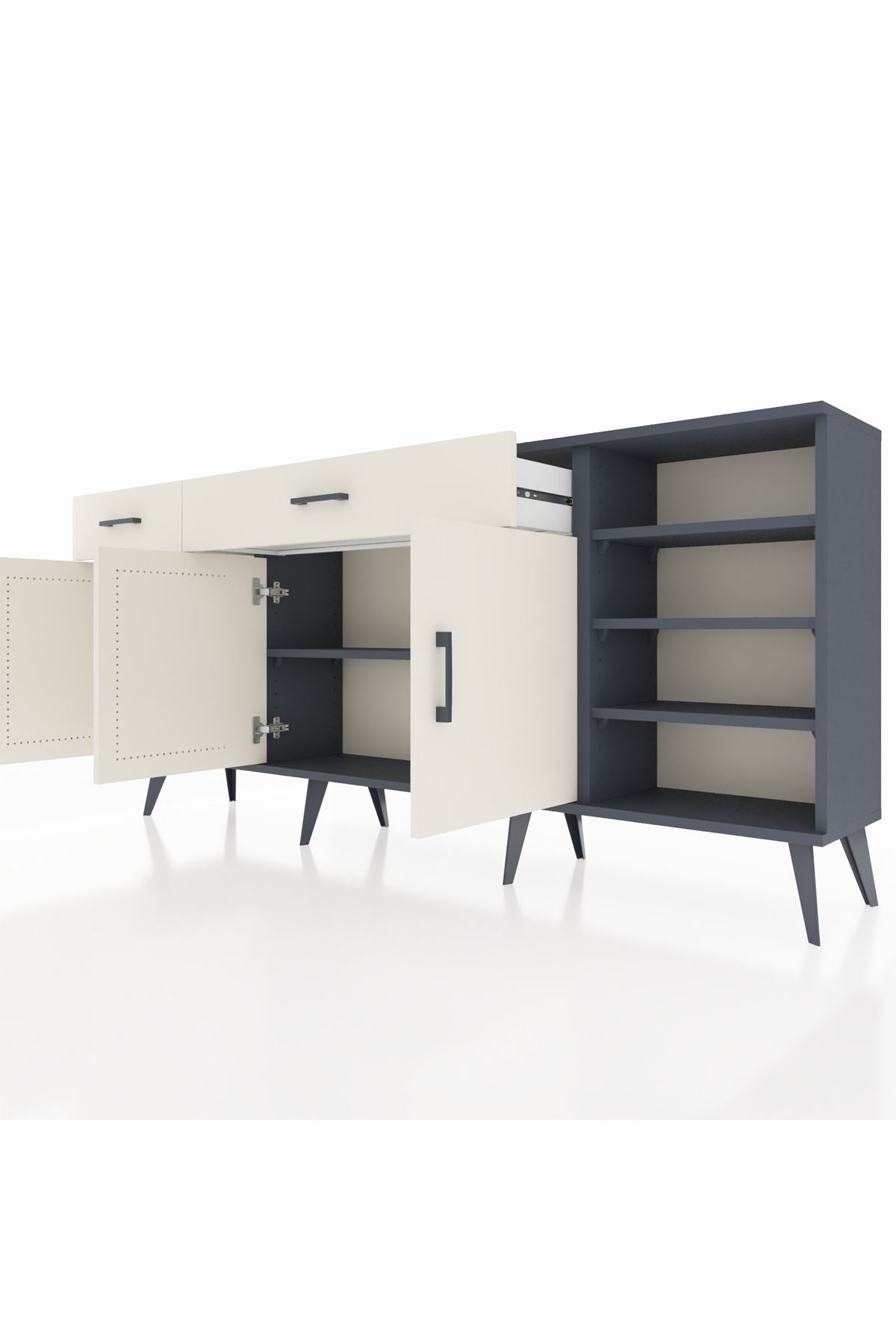 Arges Konsol 5 Raflı 2 Çekmeceli 3 Kapaklı 176x30x83 - S148M047V13A