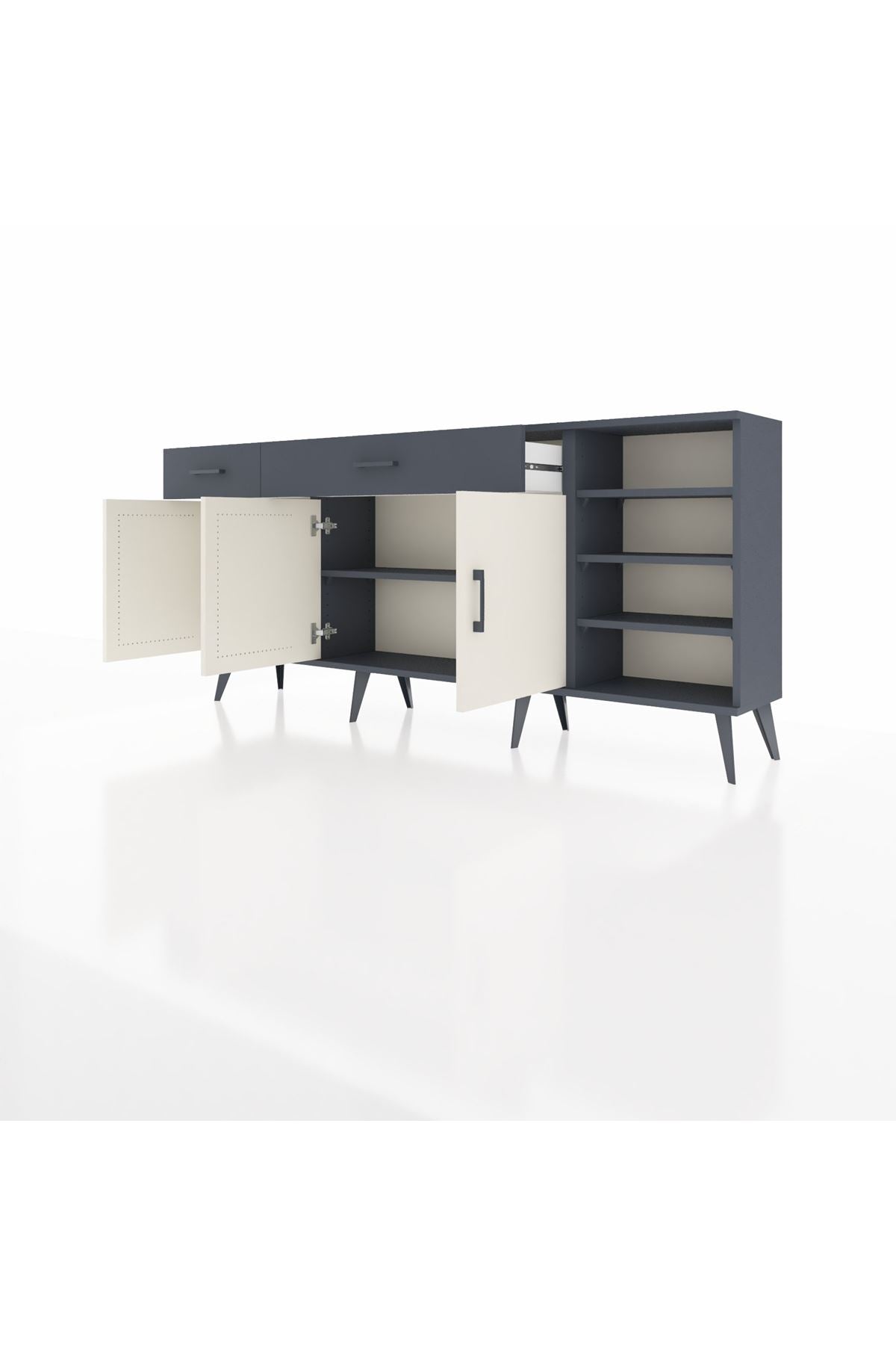 Arges Konsol 5 Raflı 2 Çekmeceli 3 Kapaklı 176x30x83 - S148M047V14A