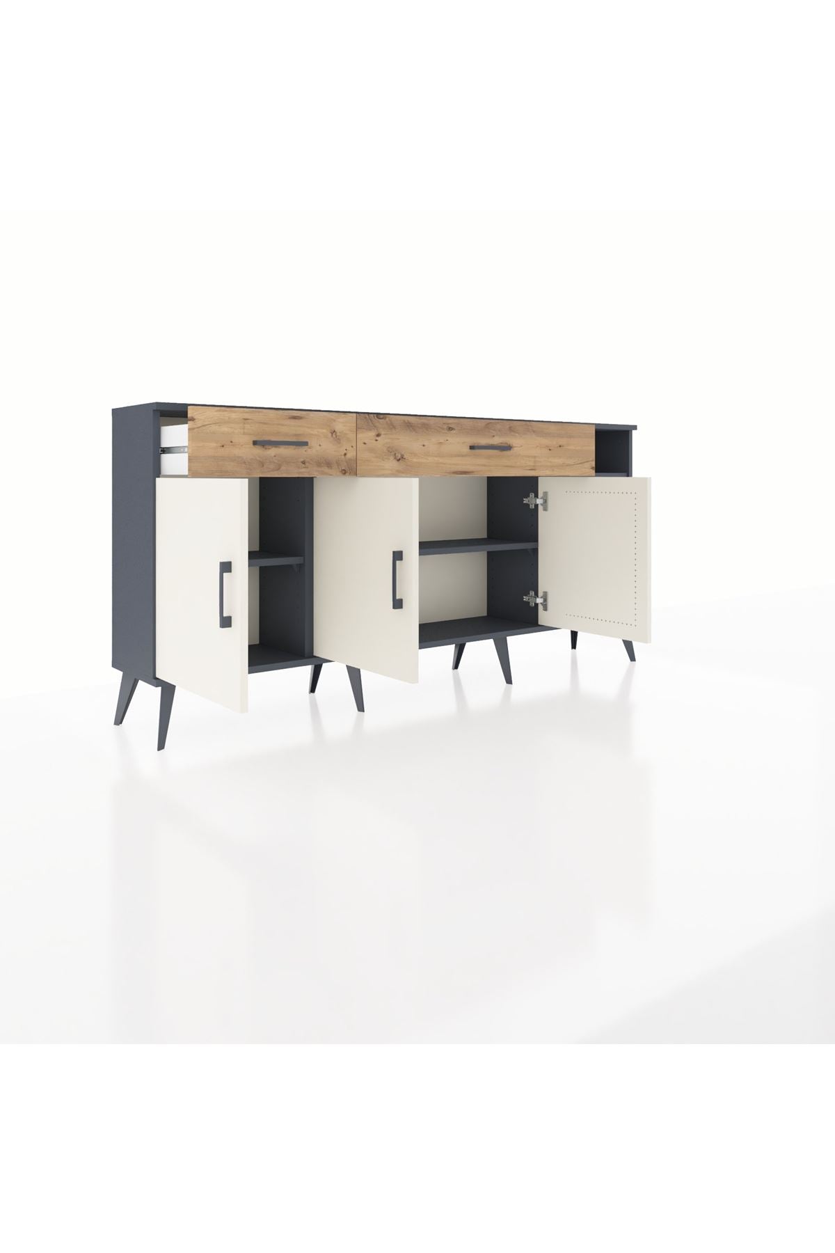 Arges Konsol 5 Raflı 2 Çekmeceli 3 Kapaklı 176x30x83 - S148M047V15A