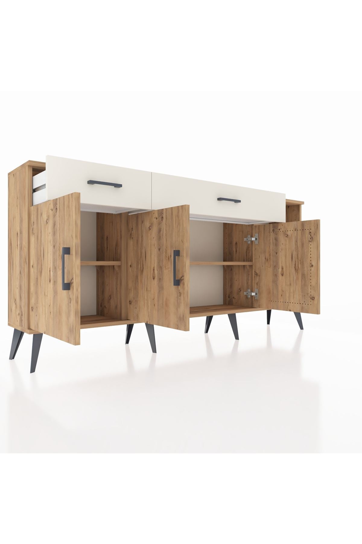Arges Konsol 5 Raflı 2 Çekmeceli 3 Kapaklı 176x30x83 - S148M047V19A