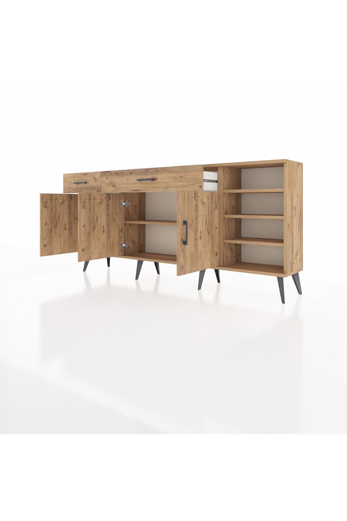 Arges Konsol 5 Raflı 2 Çekmeceli 3 Kapaklı 176x30x83 - S148M047V21A