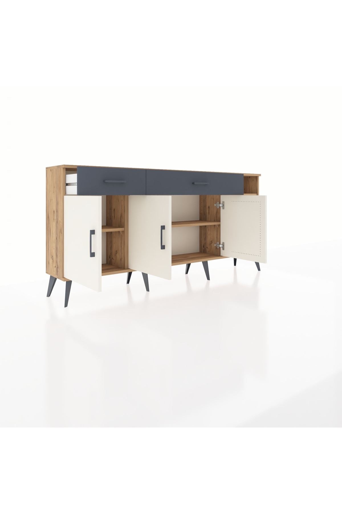 Arges Konsol 5 Raflı 2 Çekmeceli 3 Kapaklı 176x30x83 - S148M047V23A