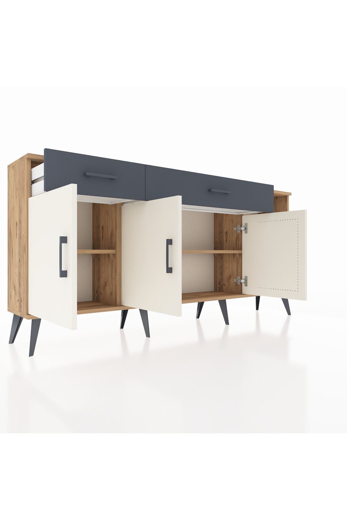 Arges Konsol 5 Raflı 2 Çekmeceli 3 Kapaklı 176x30x83 - S148M047V23A