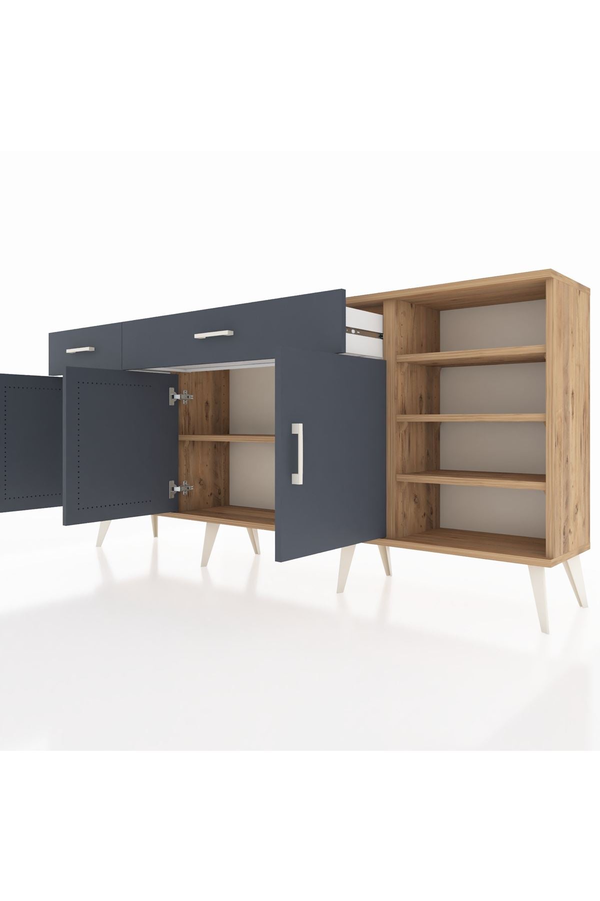 Arges Konsol 5 Raflı 2 Çekmeceli 3 Kapaklı 176x30x83 - S148M047V26A