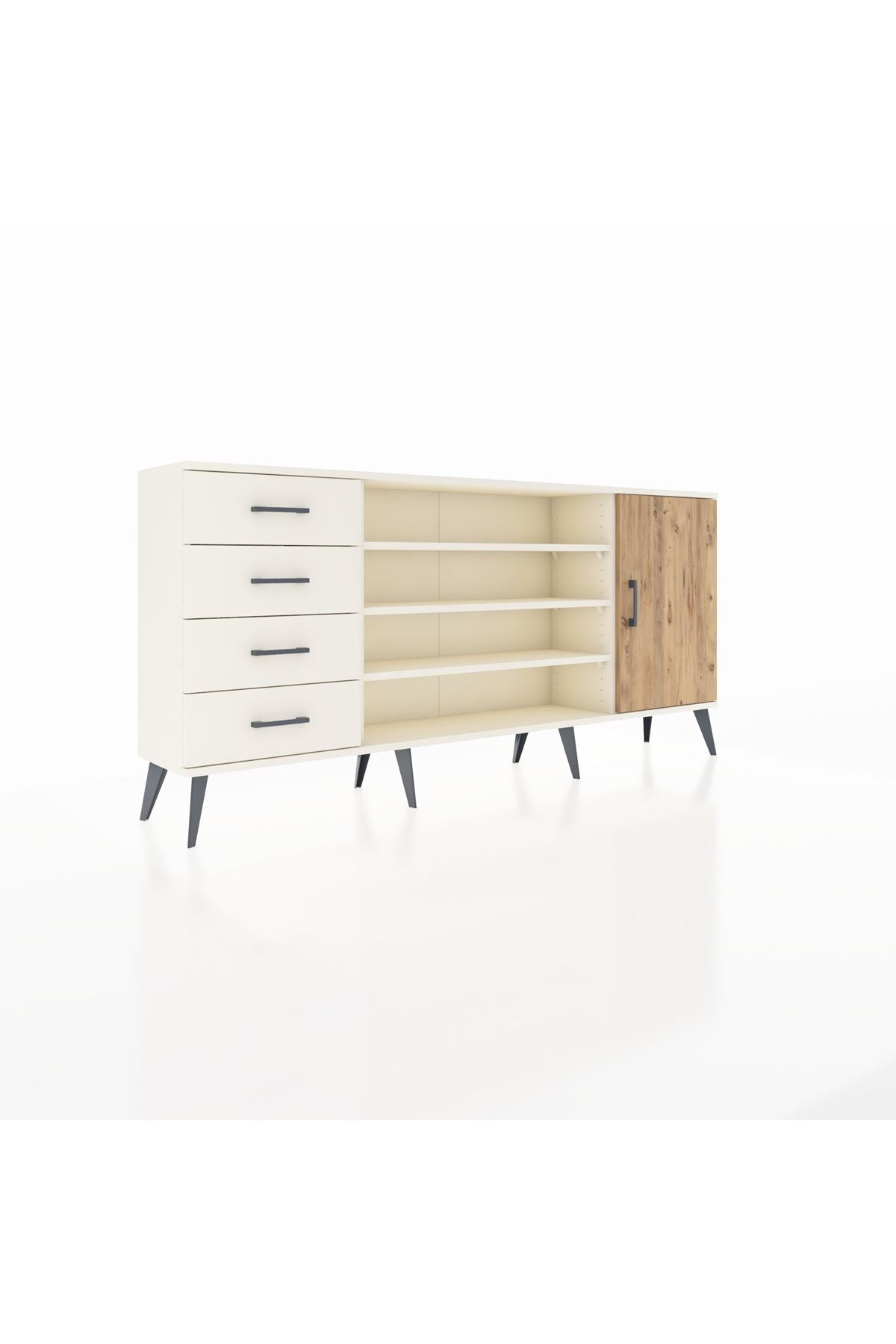 Arges Konsol 6 Raflı 4 Çekmeceli Tek Kapaklı 176x30x83 - S148M048V01A
