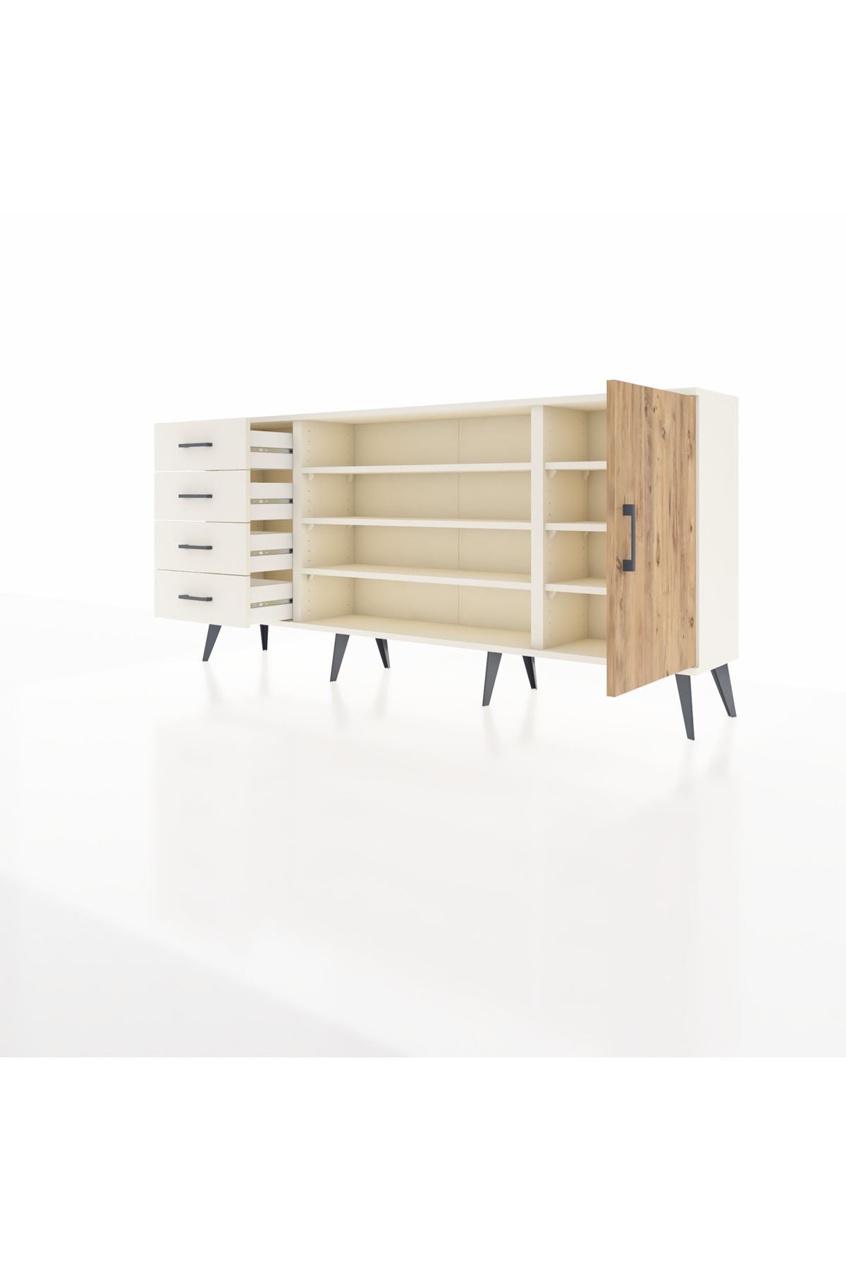 Arges Konsol 6 Raflı 4 Çekmeceli Tek Kapaklı 176x30x83 - S148M048V01A