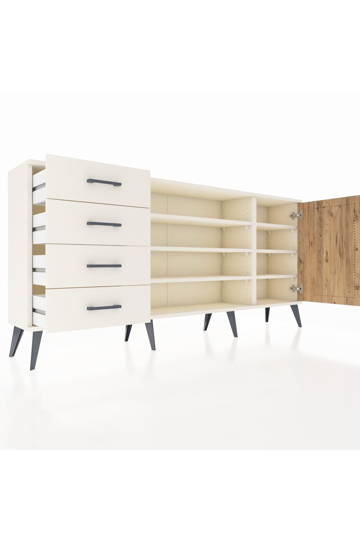 Arges Konsol 6 Raflı 4 Çekmeceli Tek Kapaklı 176x30x83 - S148M048V01A