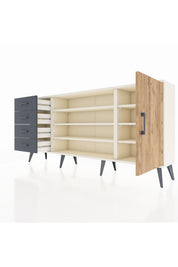 Arges Konsol 6 Raflı 4 Çekmeceli Tek Kapaklı 176x30x83 - S148M048V02A
