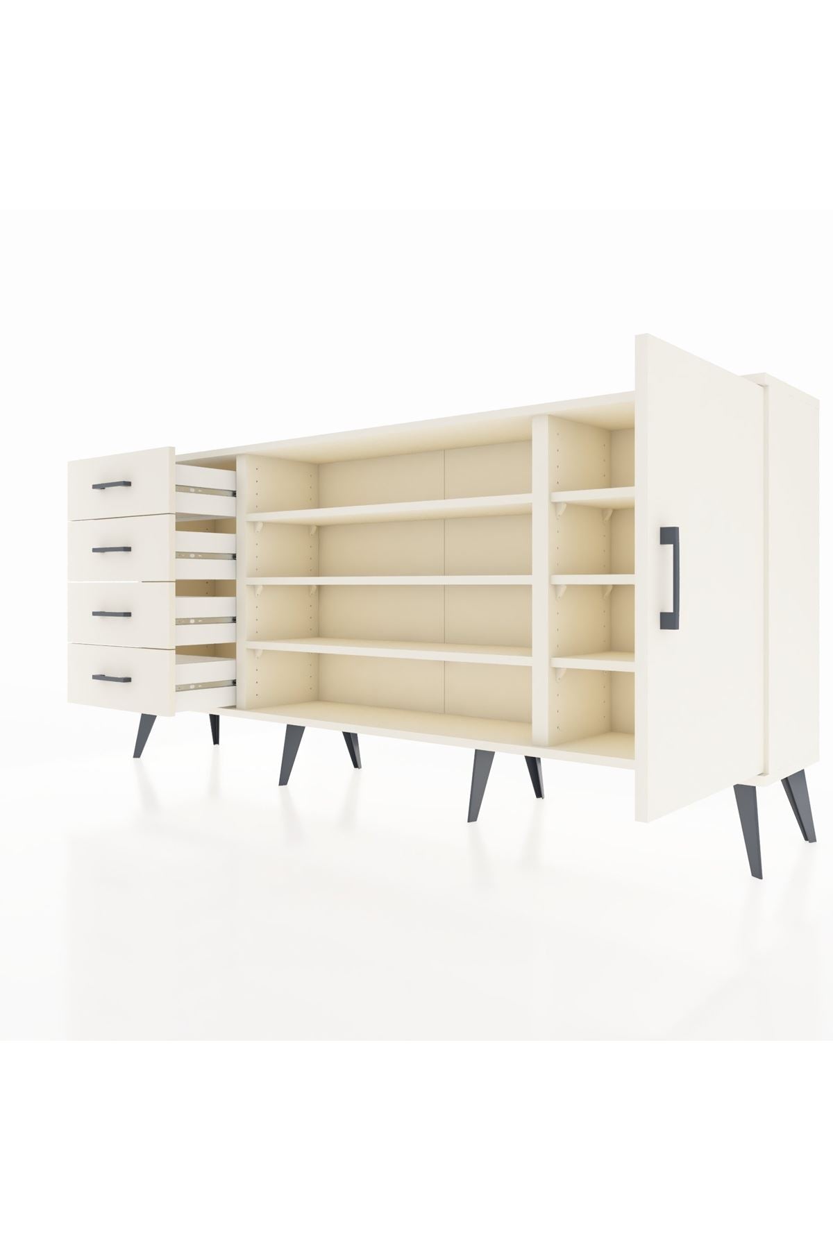 Arges Konsol 6 Raflı 4 Çekmeceli Tek Kapaklı 176x30x83 - S148M048V04A