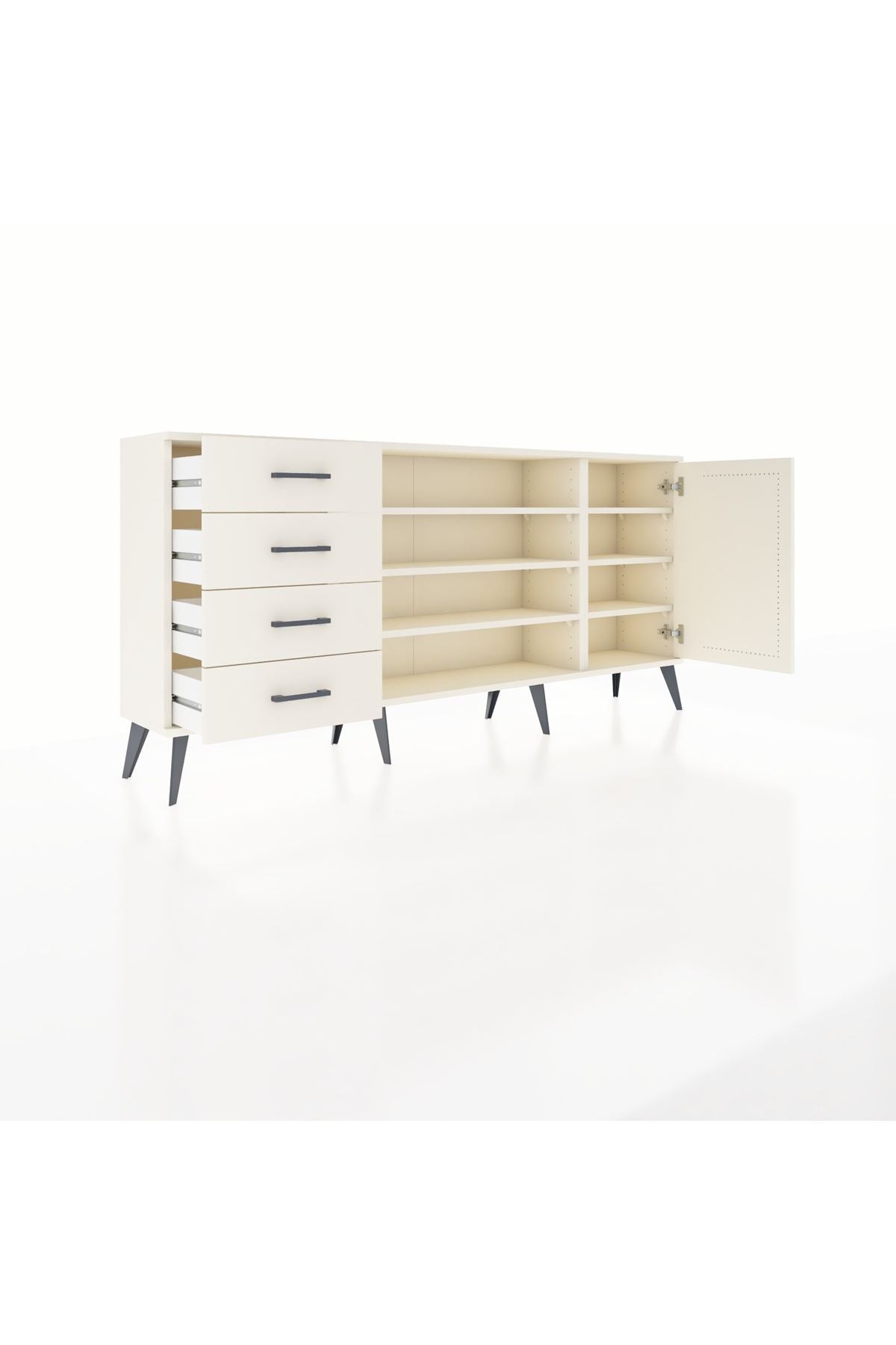 Arges Konsol 6 Raflı 4 Çekmeceli Tek Kapaklı 176x30x83 - S148M048V04A