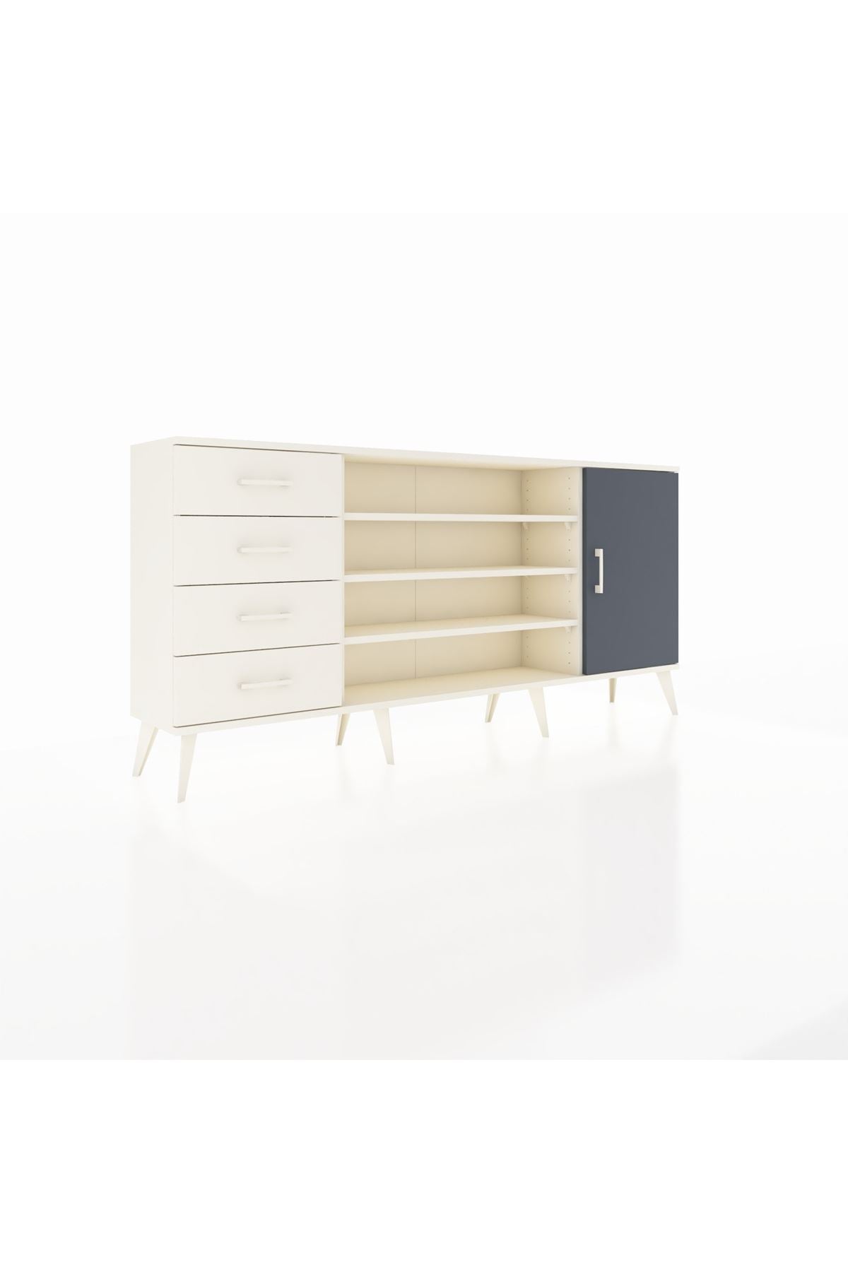 Arges Konsol 6 Raflı 4 Çekmeceli Tek Kapaklı 176x30x83 - S148M048V07A