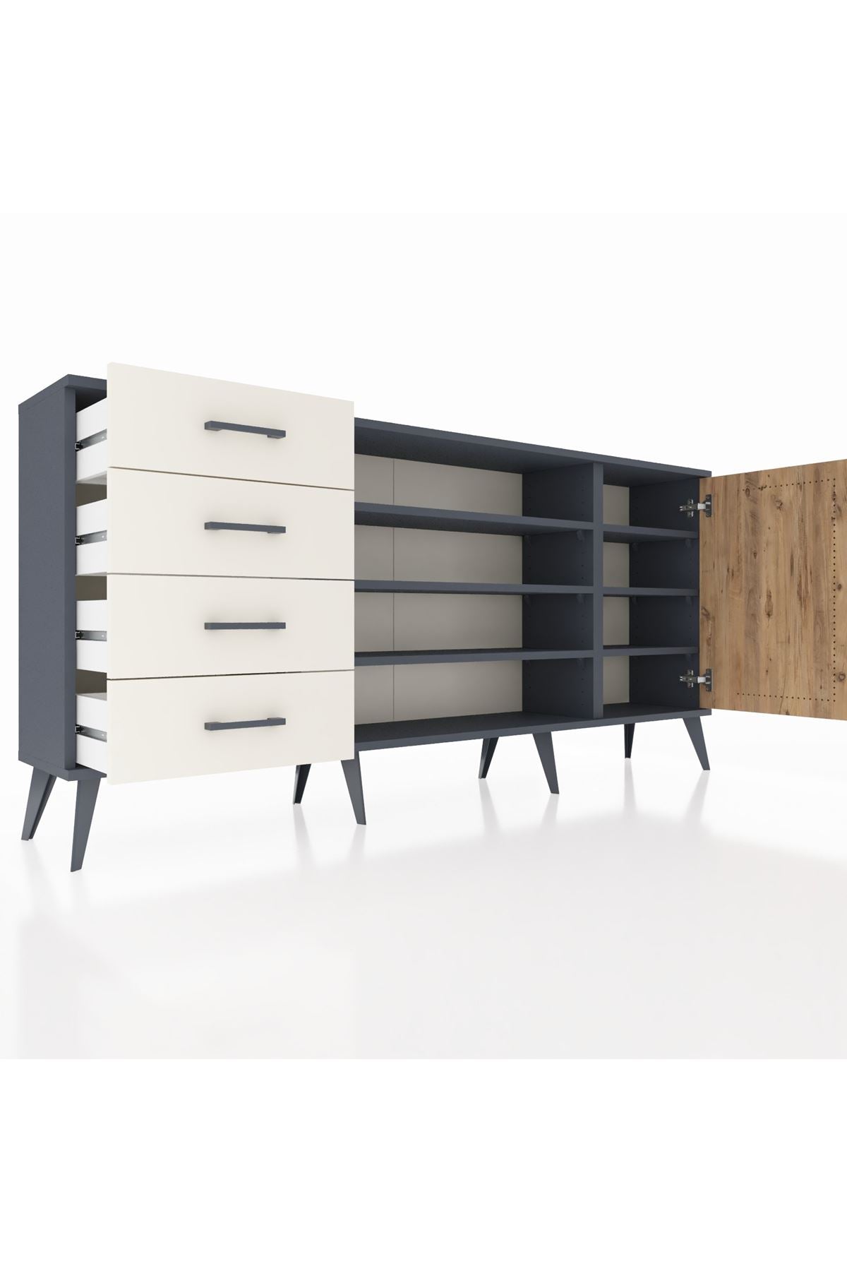 Arges Konsol 6 Raflı 4 Çekmeceli Tek Kapaklı 176x30x83 - S148M048V10A