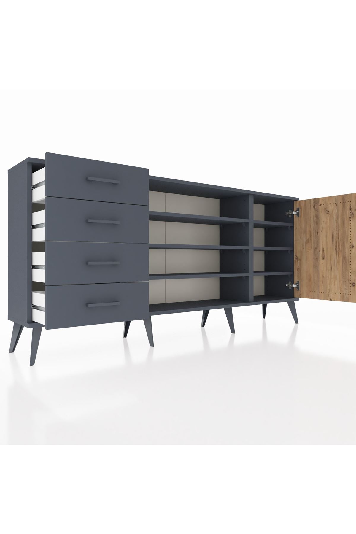 Arges Konsol 6 Raflı 4 Çekmeceli Tek Kapaklı 176x30x83 - S148M048V11A