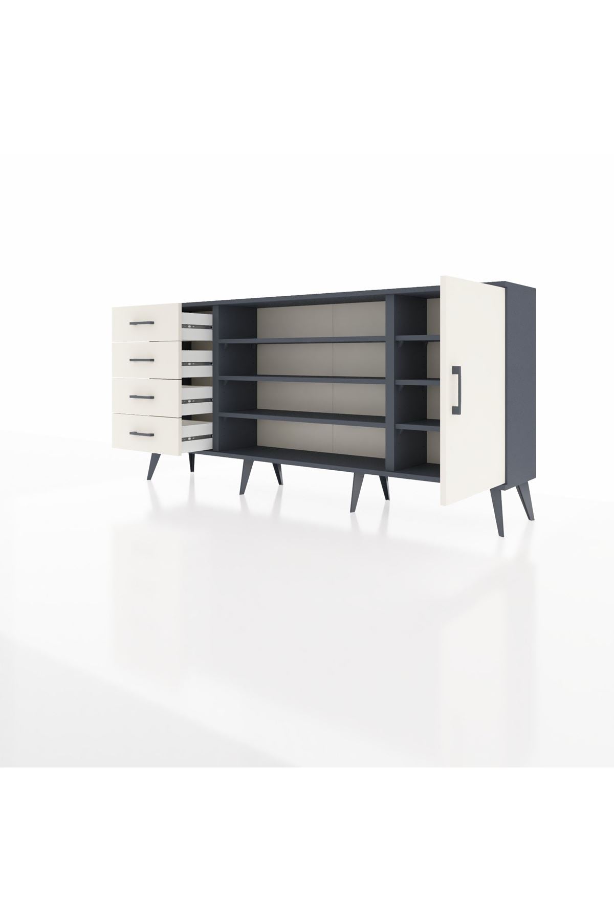 Arges Konsol 6 Raflı 4 Çekmeceli Tek Kapaklı 176x30x83 - S148M048V13A