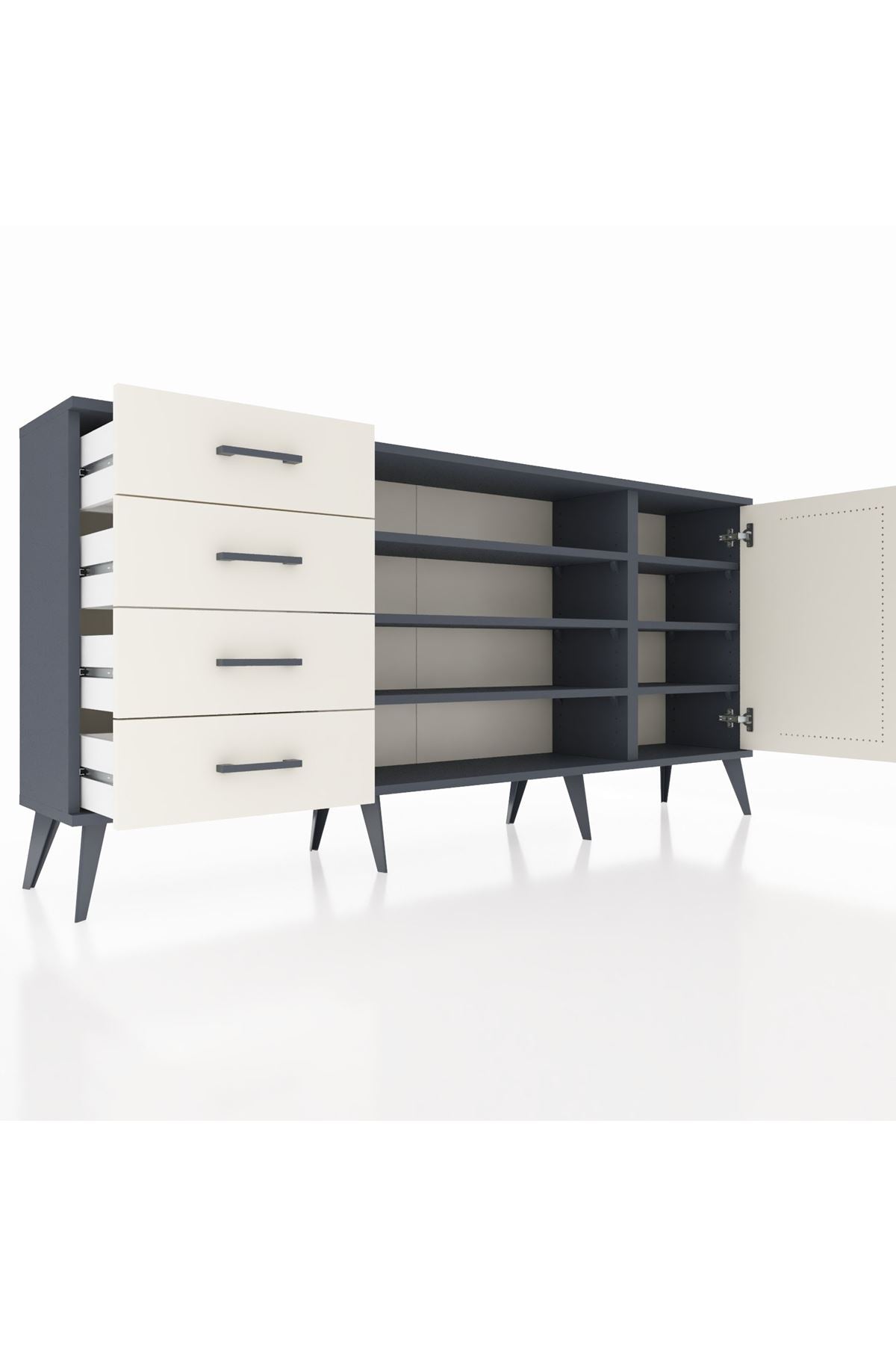 Arges Konsol 6 Raflı 4 Çekmeceli Tek Kapaklı 176x30x83 - S148M048V13A