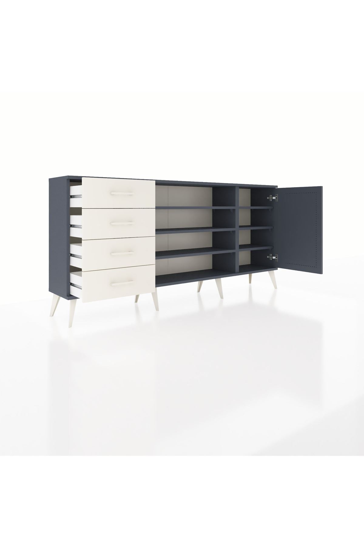 Arges Konsol 6 Raflı 4 Çekmeceli Tek Kapaklı 176x30x83 - S148M048V16A