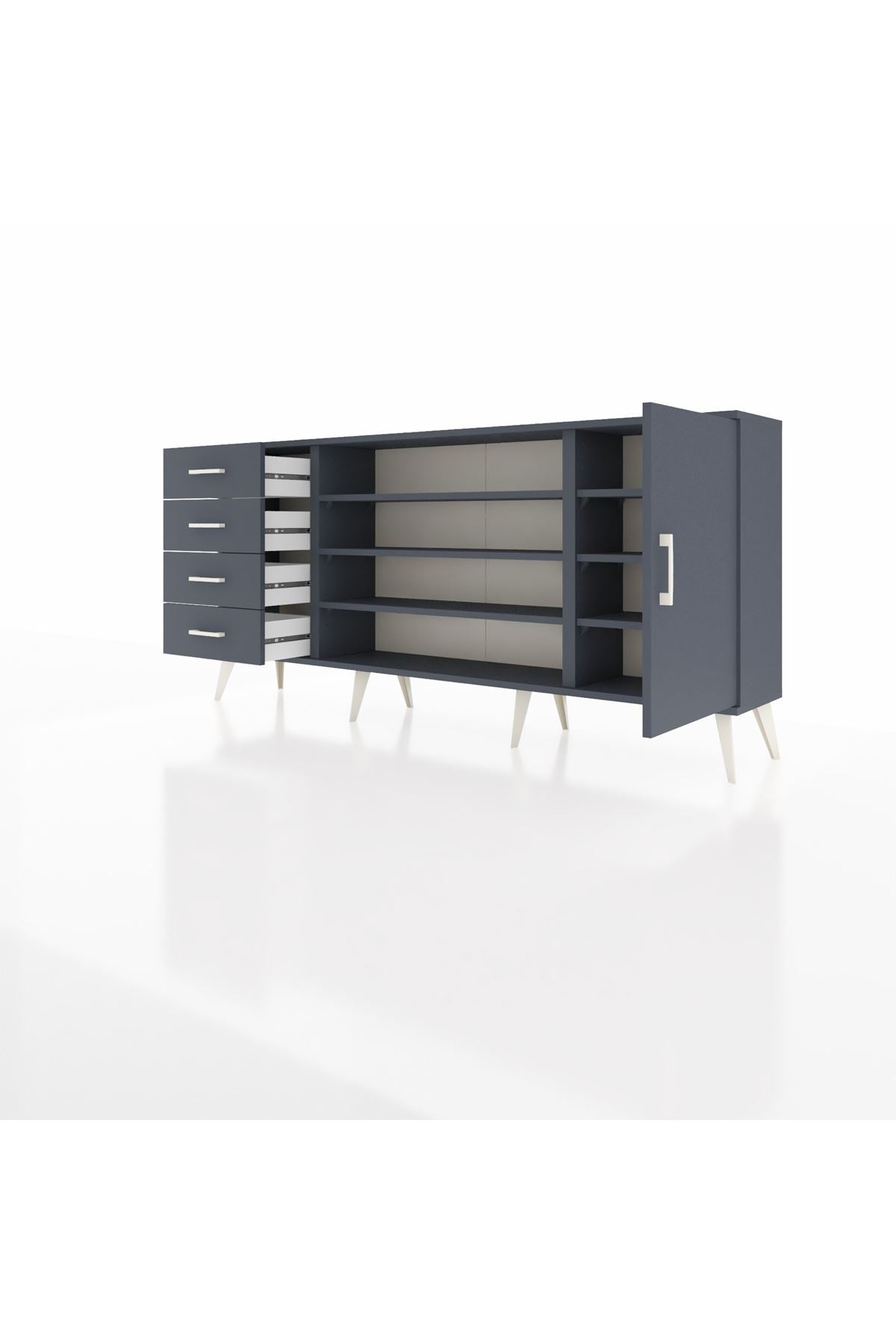 Arges Konsol 6 Raflı 4 Çekmeceli Tek Kapaklı 176x30x83 - S148M048V17A