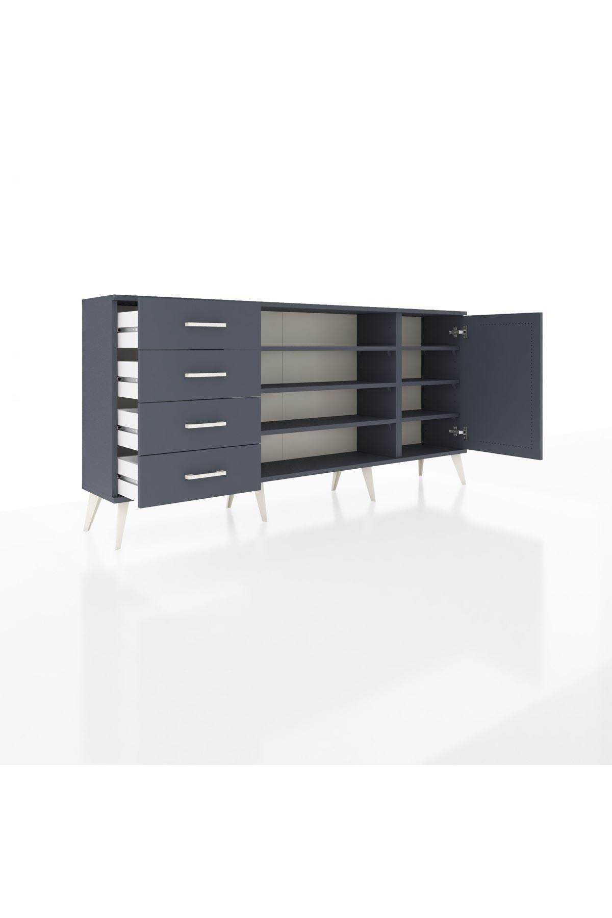 Arges Konsol 6 Raflı 4 Çekmeceli Tek Kapaklı 176x30x83 - S148M048V17A