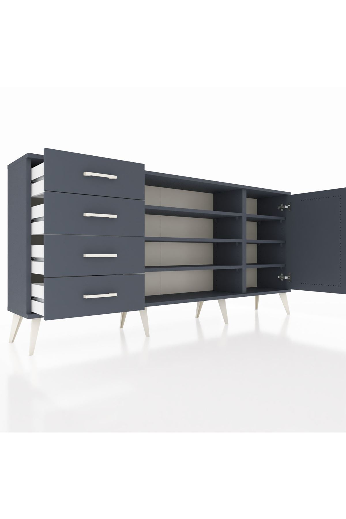 Arges Konsol 6 Raflı 4 Çekmeceli Tek Kapaklı 176x30x83 - S148M048V17A