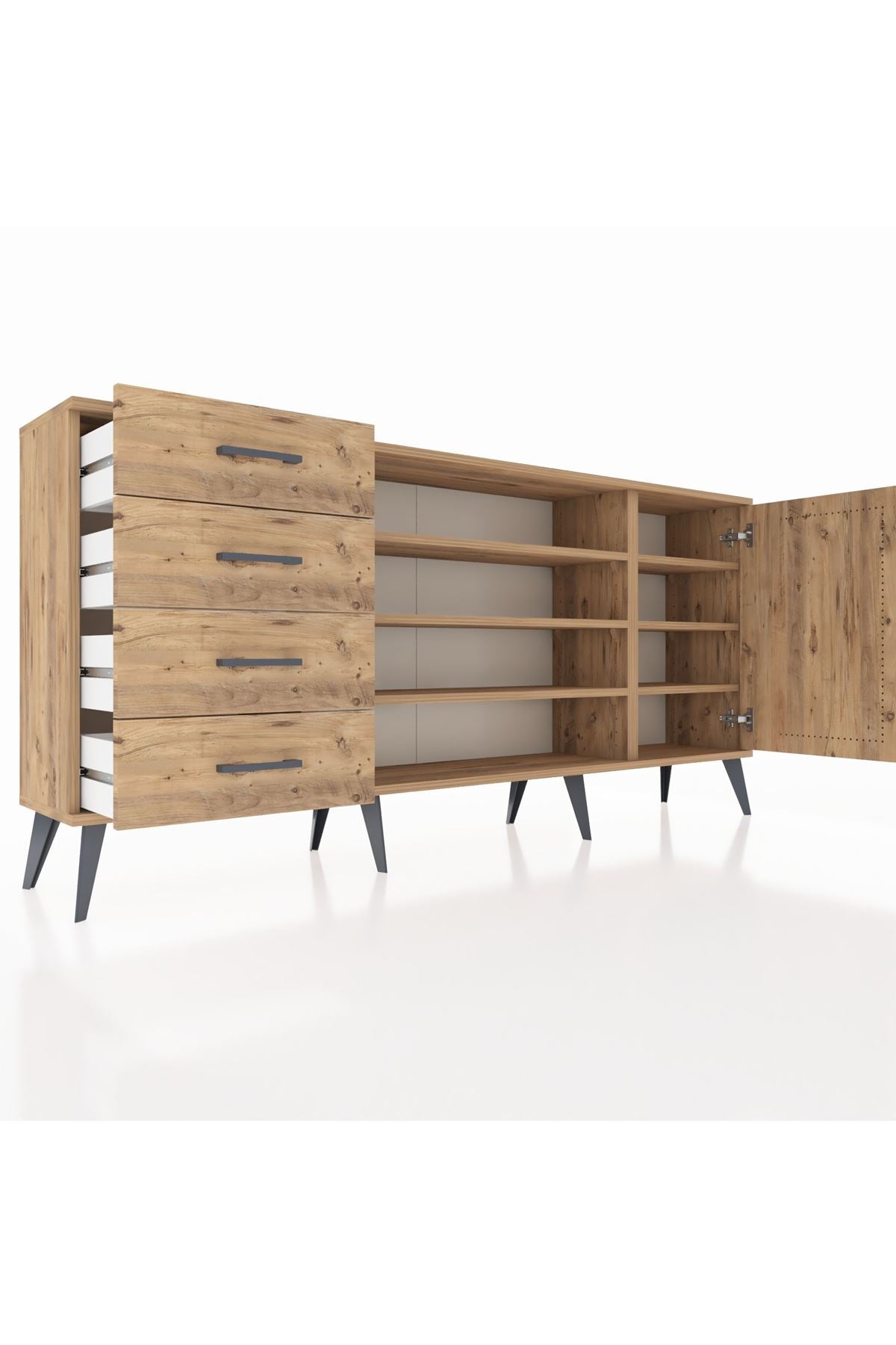 Arges Konsol 6 Raflı 4 Çekmeceli Tek Kapaklı 176x30x83 - S148M048V21A