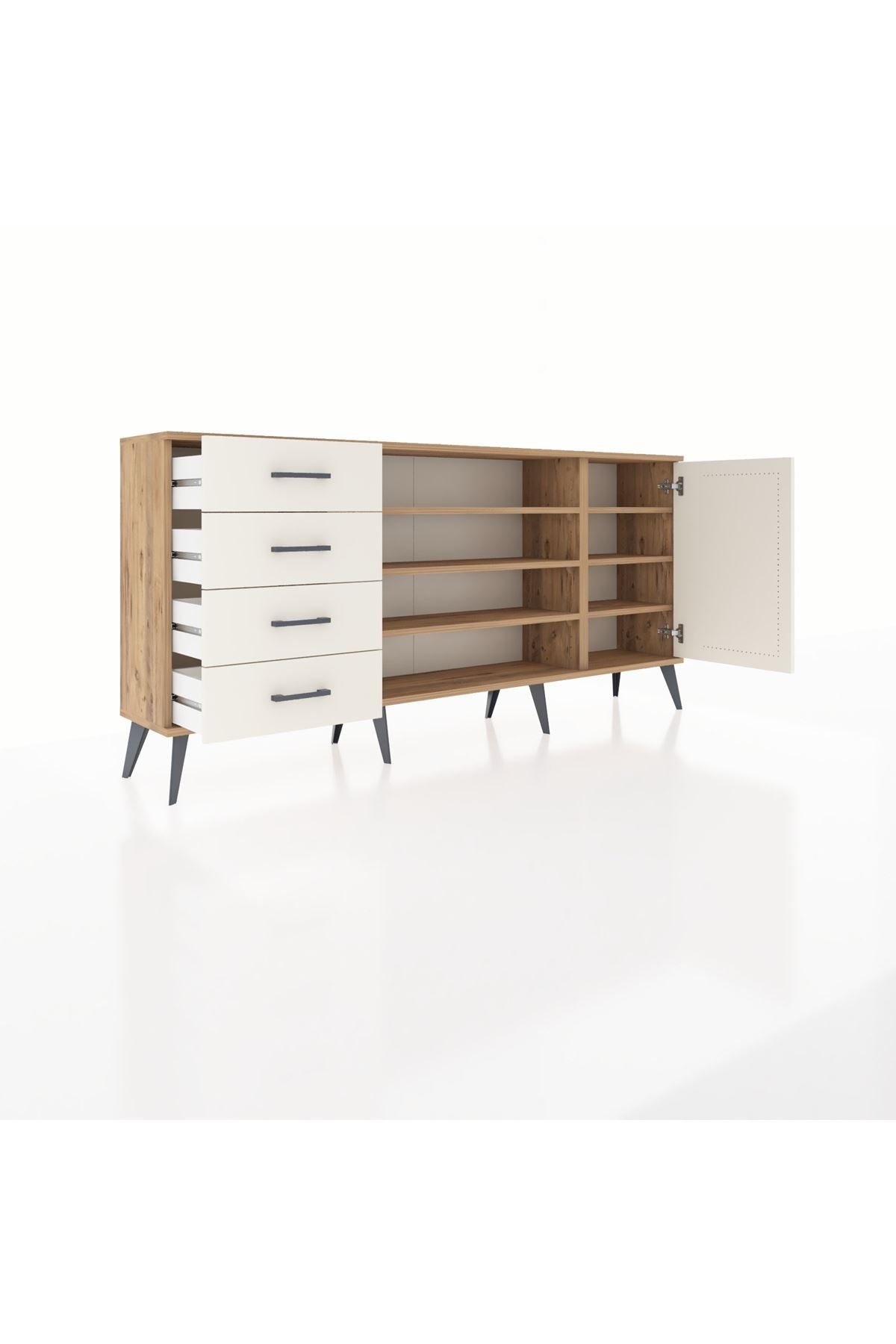Arges Konsol 6 Raflı 4 Çekmeceli Tek Kapaklı 176x30x83 - S148M048V22A