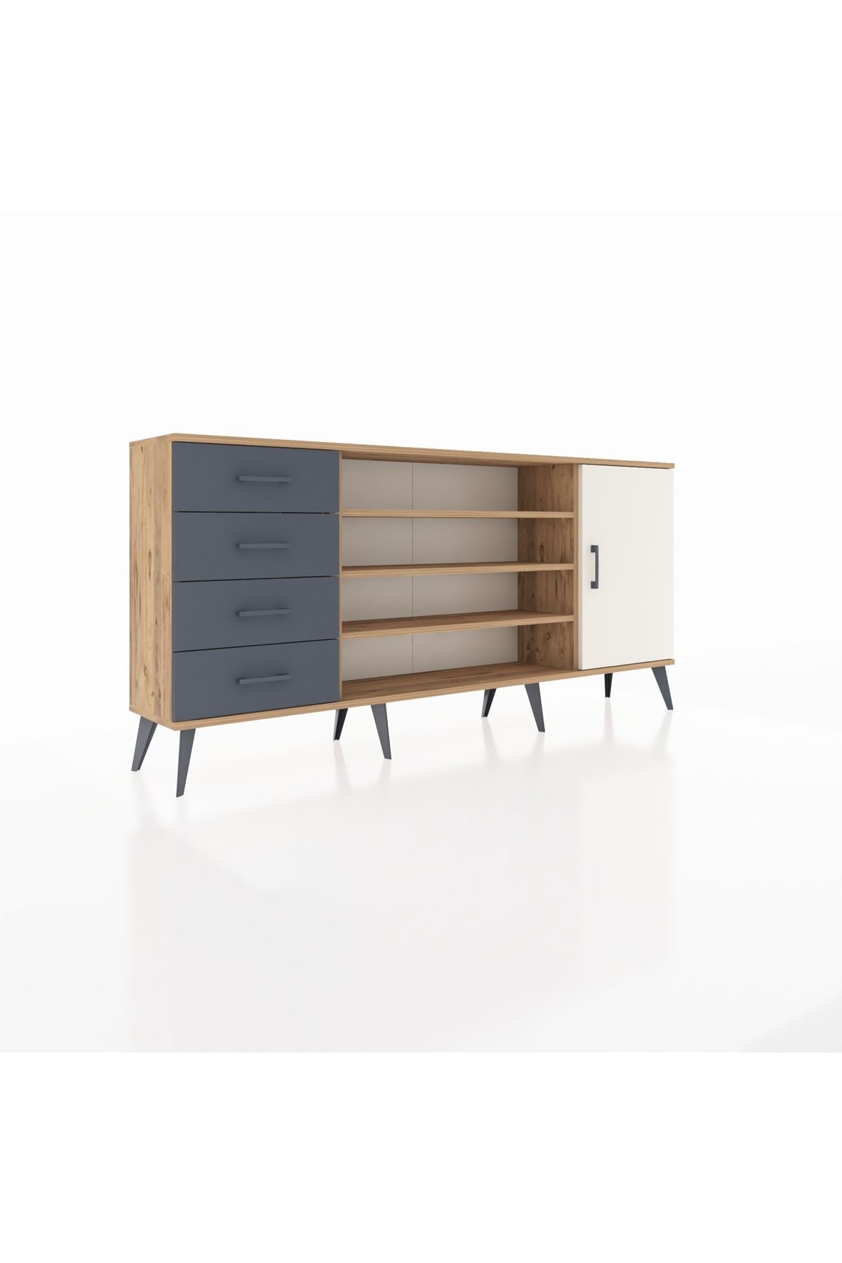 Arges Konsol 6 Raflı 4 Çekmeceli Tek Kapaklı 176x30x83 - S148M048V23A