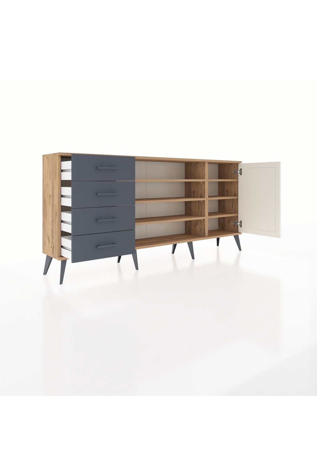 Arges Konsol 6 Raflı 4 Çekmeceli Tek Kapaklı 176x30x83 - S148M048V23A