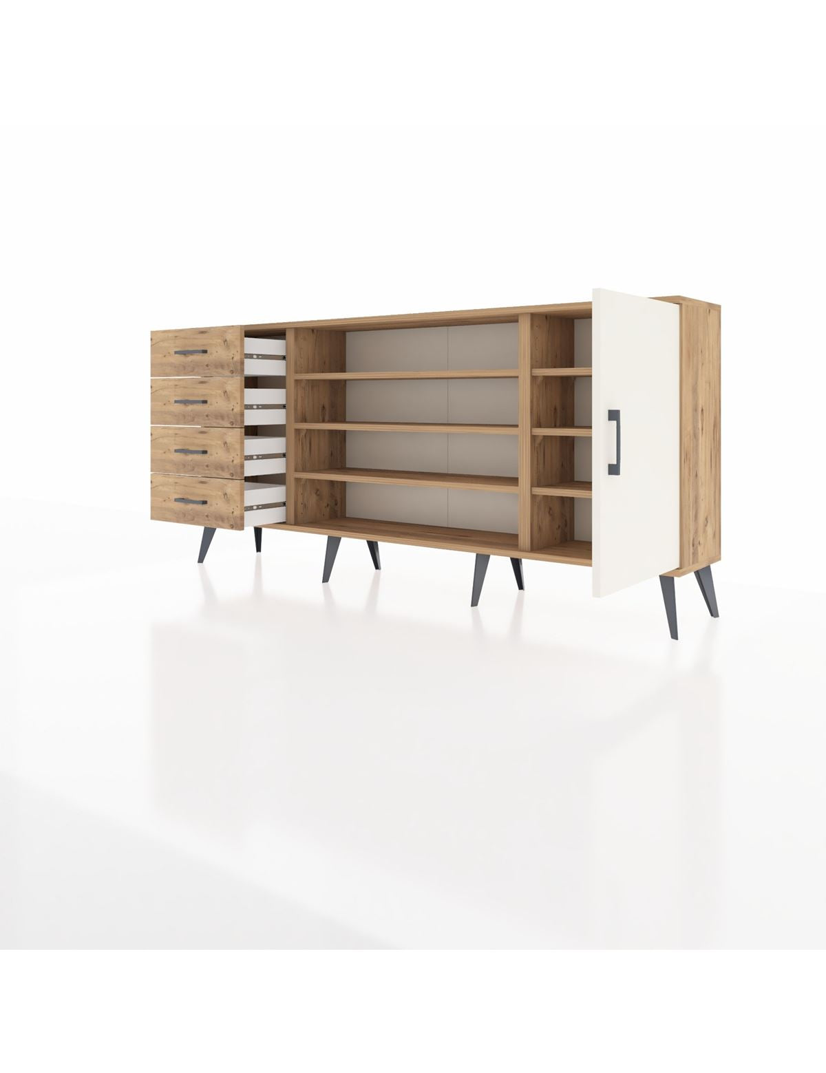 Arges Konsol 6 Raflı 4 Çekmeceli Tek Kapaklı 176x30x83 - S148M048V24A