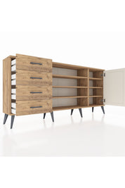 Arges Konsol 6 Raflı 4 Çekmeceli Tek Kapaklı 176x30x83 - S148M048V24A