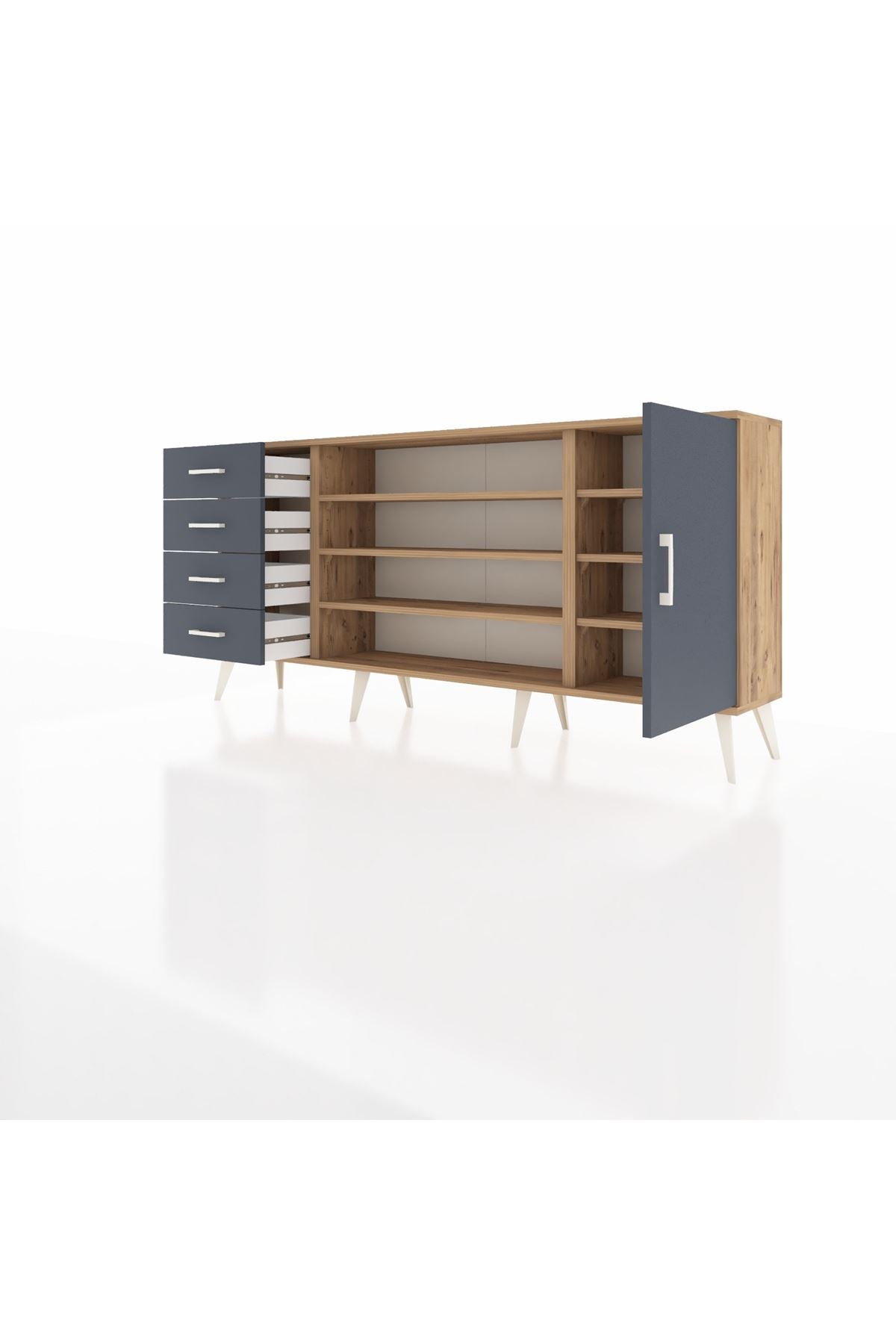 Arges Konsol 6 Raflı 4 Çekmeceli Tek Kapaklı 176x30x83 - S148M048V26A