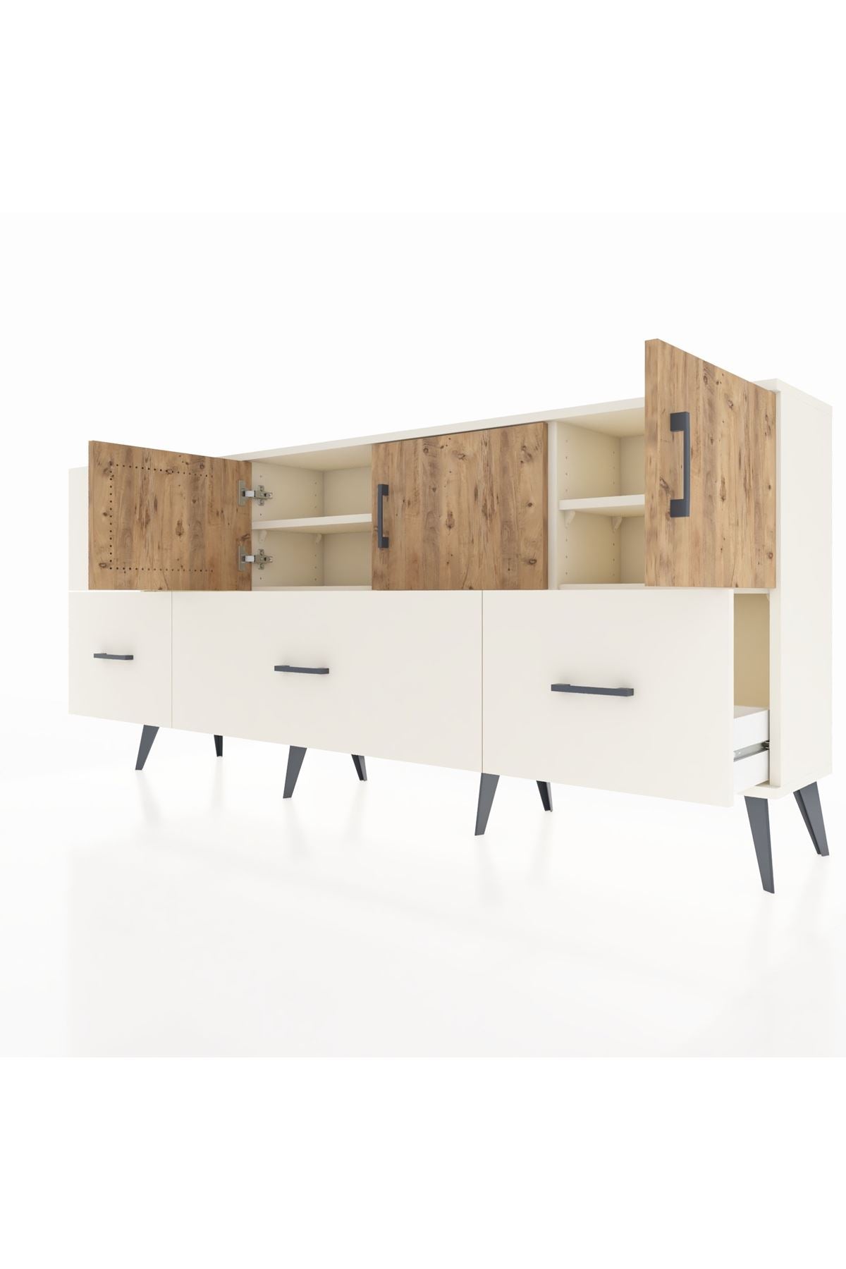 Arges Konsol 4 Raflı 4 Çekmeceli 3 Kapaklı 176x30x83 - S148M050V01A