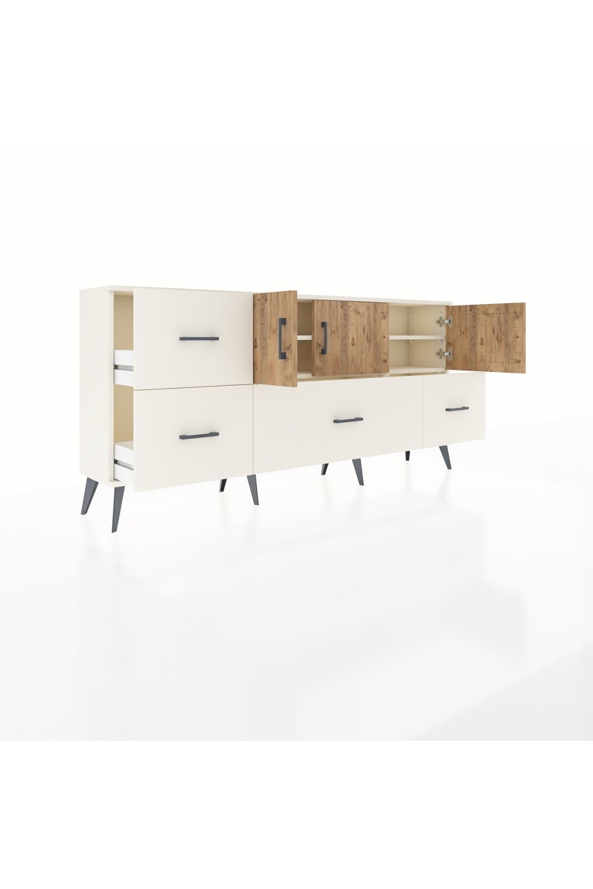 Arges Konsol 4 Raflı 4 Çekmeceli 3 Kapaklı 176x30x83 - S148M050V01A
