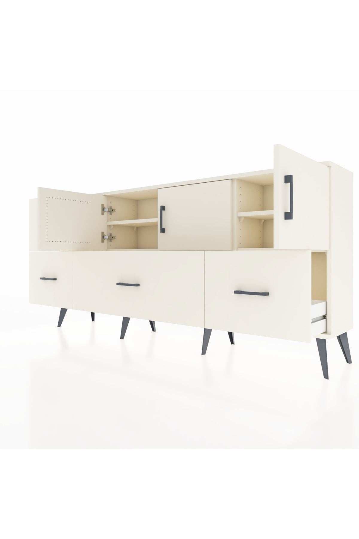 Arges Konsol 4 Raflı 4 Çekmeceli 3 Kapaklı 176x30x83 - S148M050V04A