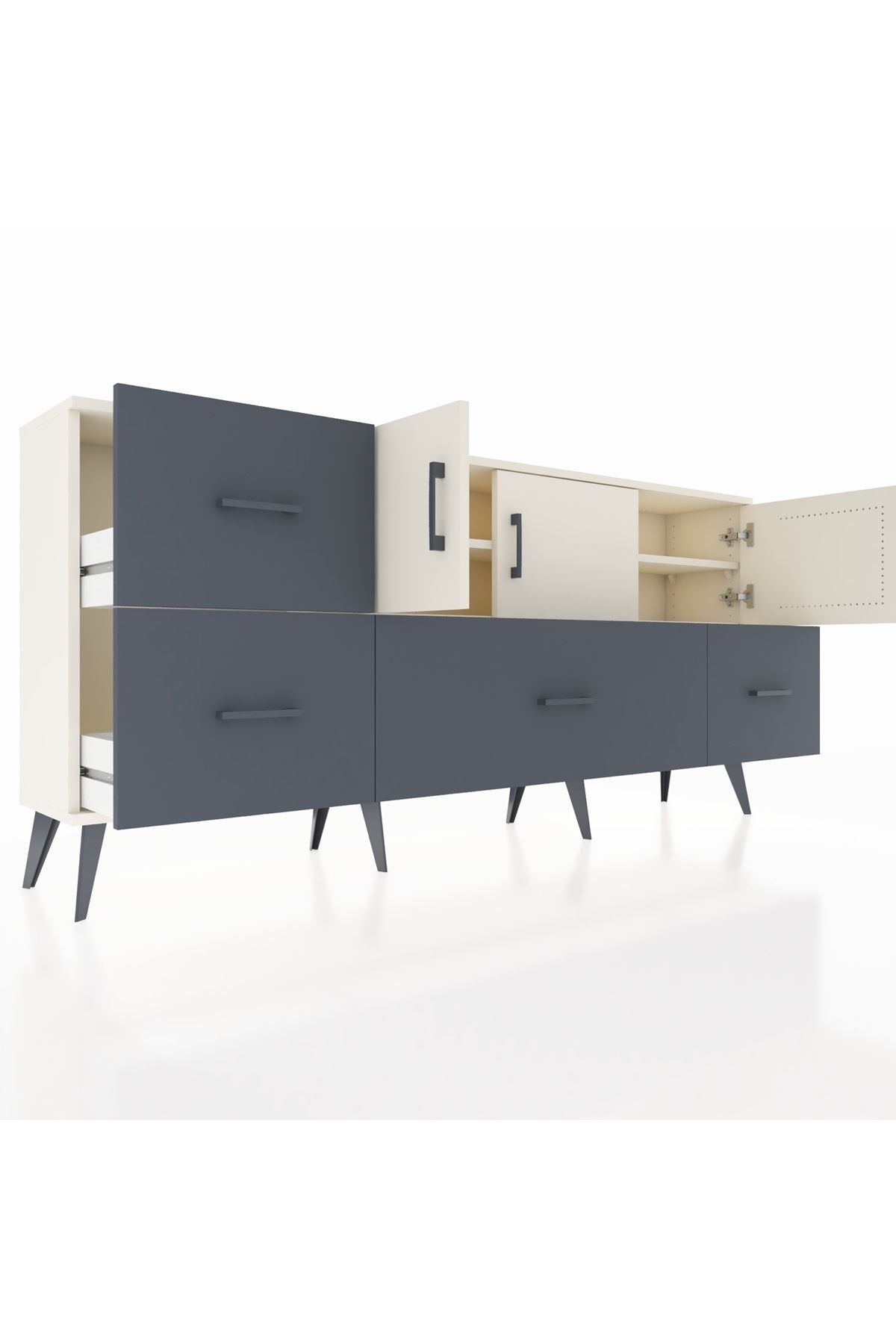 Arges Konsol 4 Raflı 4 Çekmeceli 3 Kapaklı 176x30x83 - S148M050V05A