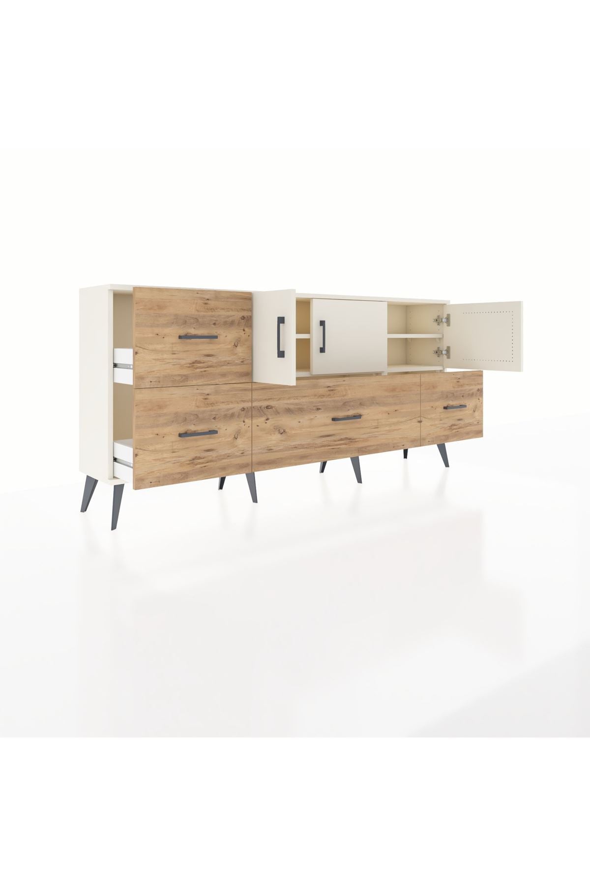 Arges Konsol 4 Raflı 4 Çekmeceli 3 Kapaklı 176x30x83 - S148M050V06A