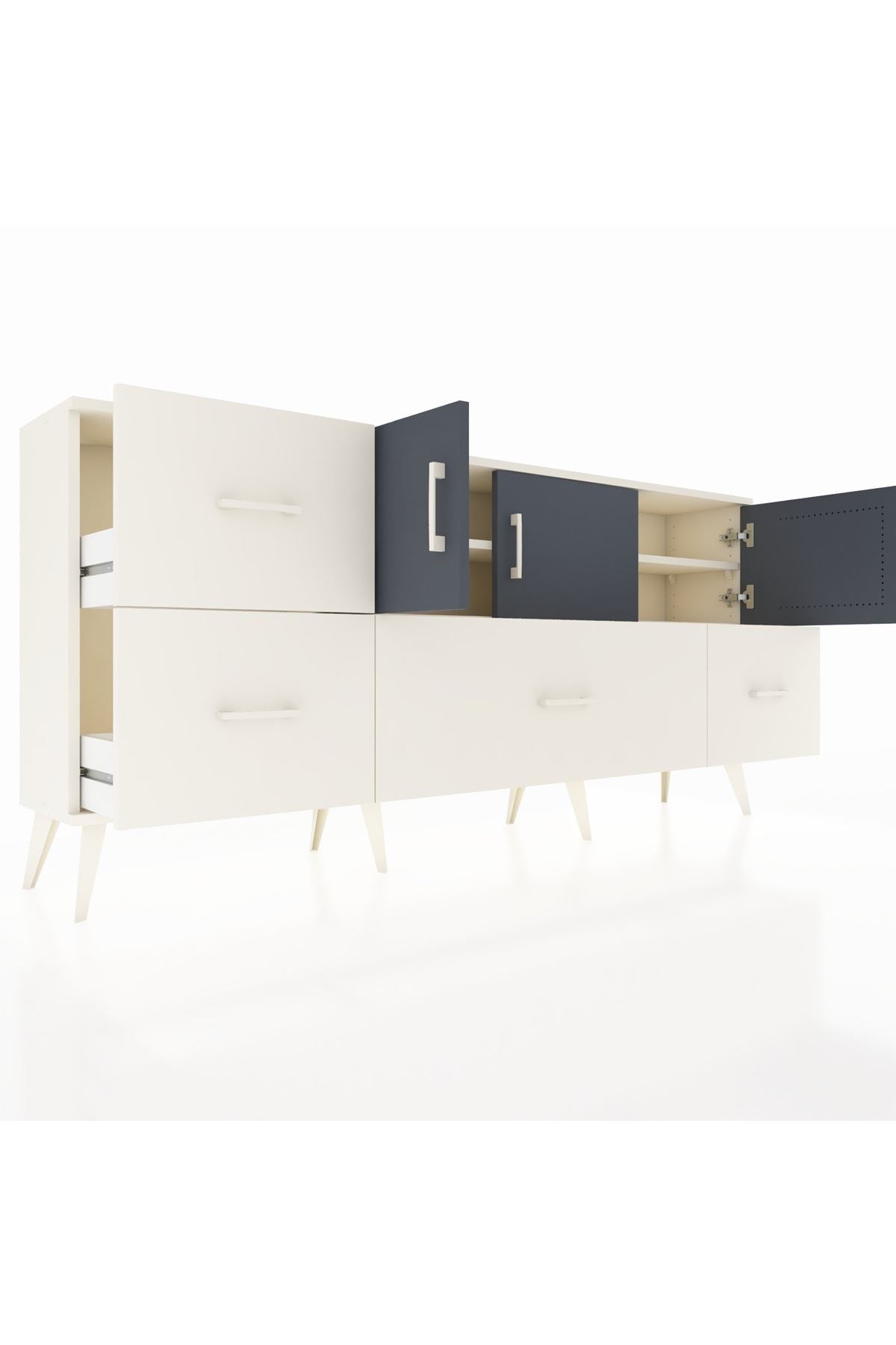 Arges Konsol 4 Raflı 4 Çekmeceli 3 Kapaklı 176x30x83 - S148M050V07A
