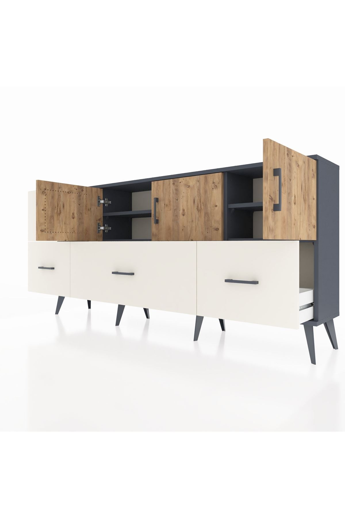 Arges Konsol 4 Raflı 4 Çekmeceli 3 Kapaklı 176x30x83 - S148M050V10A