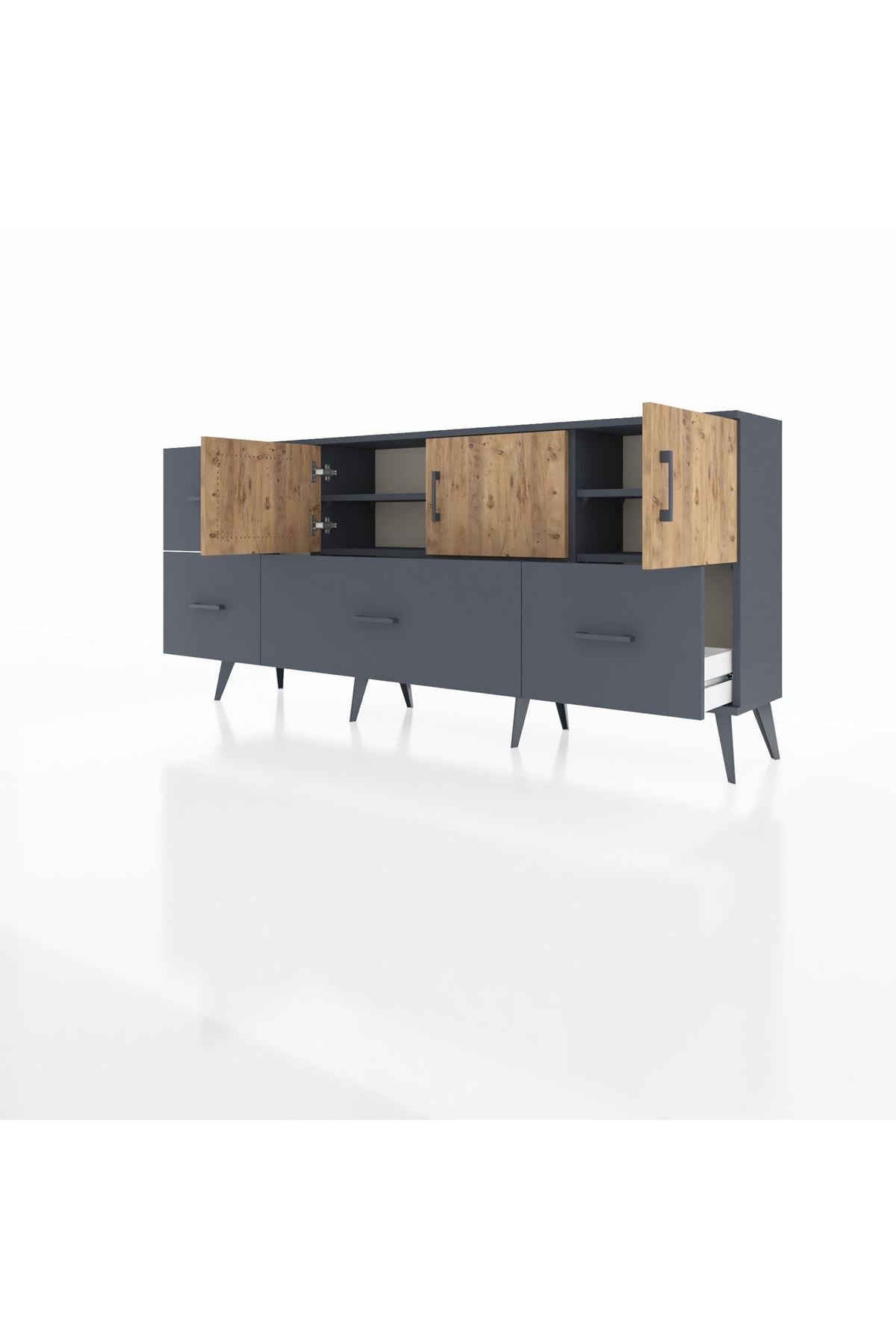 Arges Konsol 4 Raflı 4 Çekmeceli 3 Kapaklı 176x30x83 - S148M050V11A