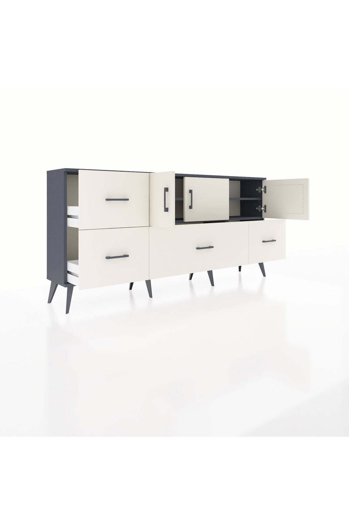 Arges Konsol 4 Raflı 4 Çekmeceli 3 Kapaklı 176x30x83 - S148M050V13A