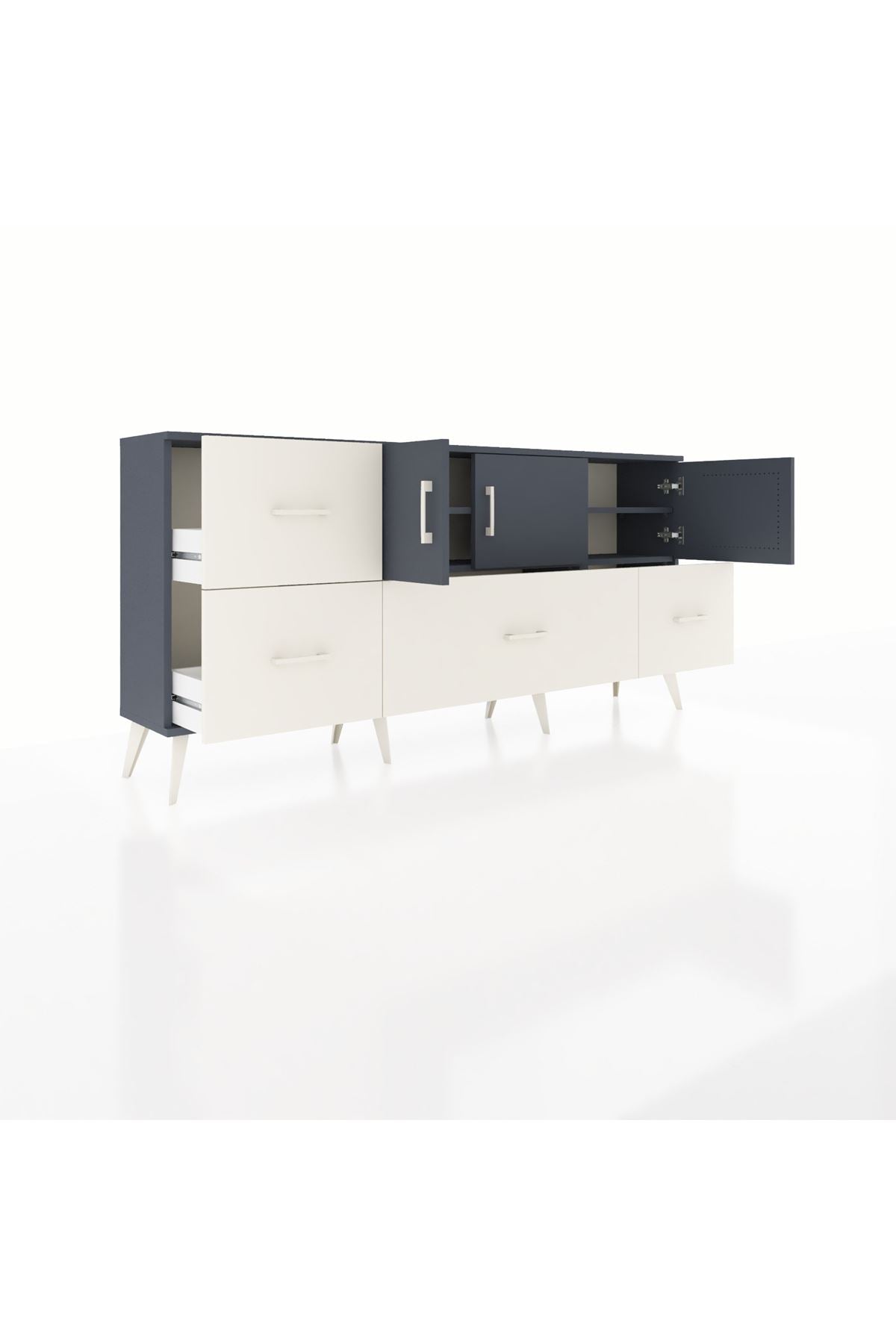 Arges Konsol 4 Raflı 4 Çekmeceli 3 Kapaklı 176x30x83 - S148M050V16A