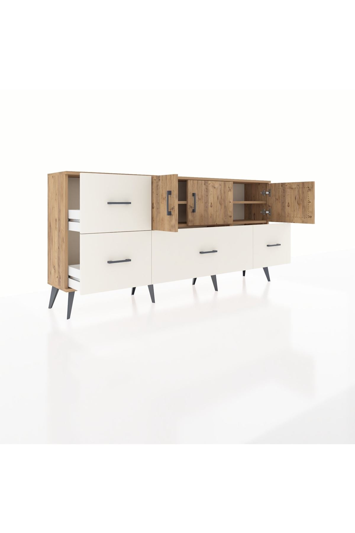 Arges Konsol 4 Raflı 4 Çekmeceli 3 Kapaklı 176x30x83 - S148M050V19A