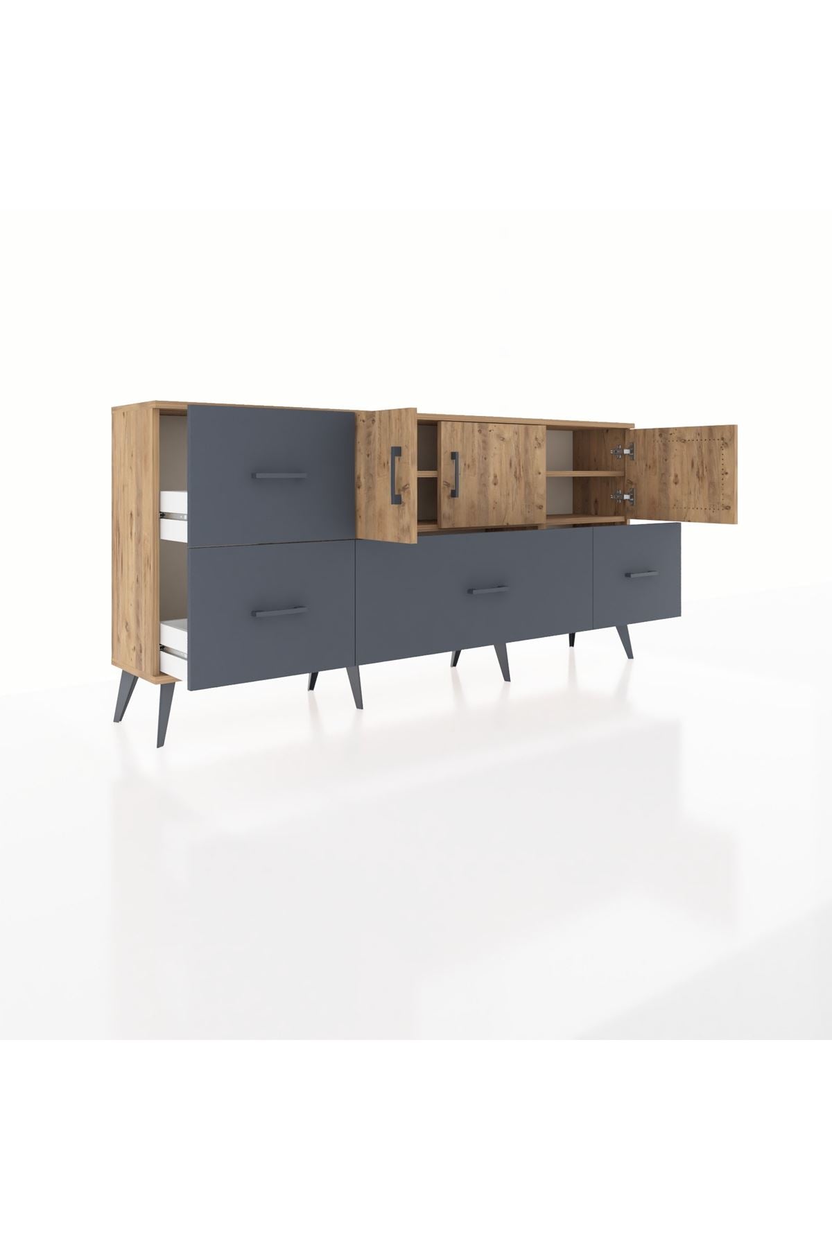 Arges Konsol 4 Raflı 4 Çekmeceli 3 Kapaklı 176x30x83 - S148M050V20A