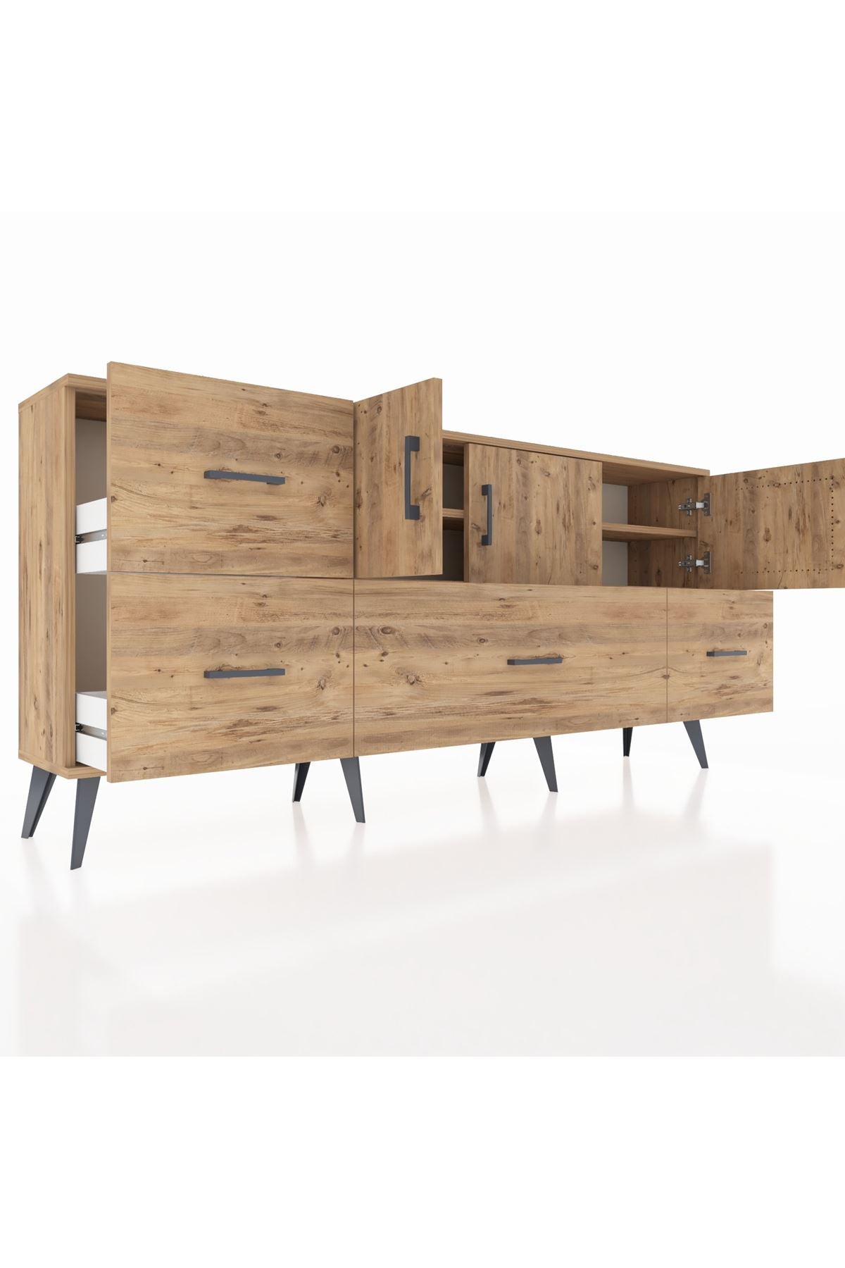 Arges Konsol 4 Raflı 4 Çekmeceli 3 Kapaklı 176x30x83 - S148M050V21A
