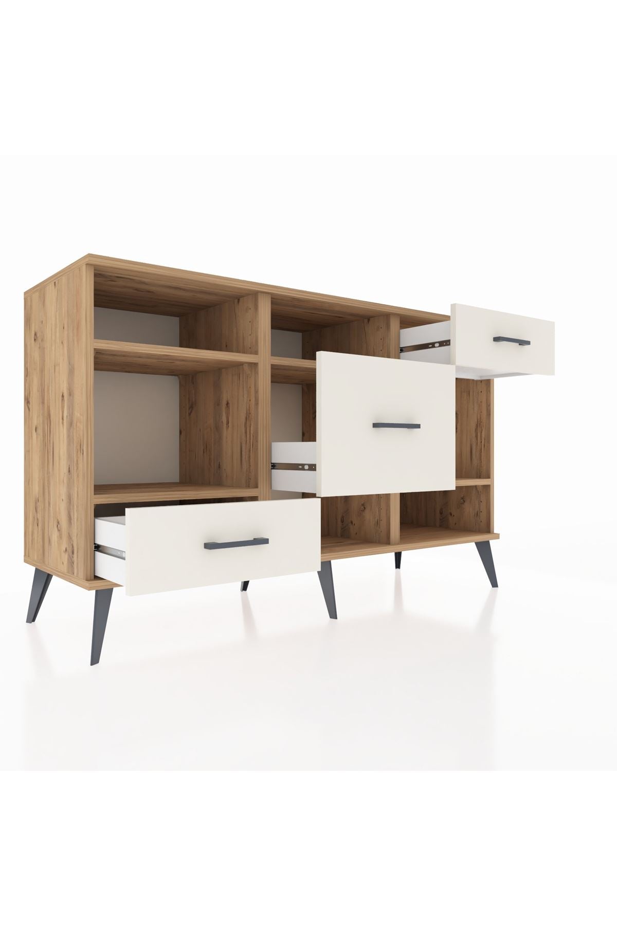 Kronos Konsol 4 Raflı 3 Çekmeceli 132x59x83 - S606M001V19C