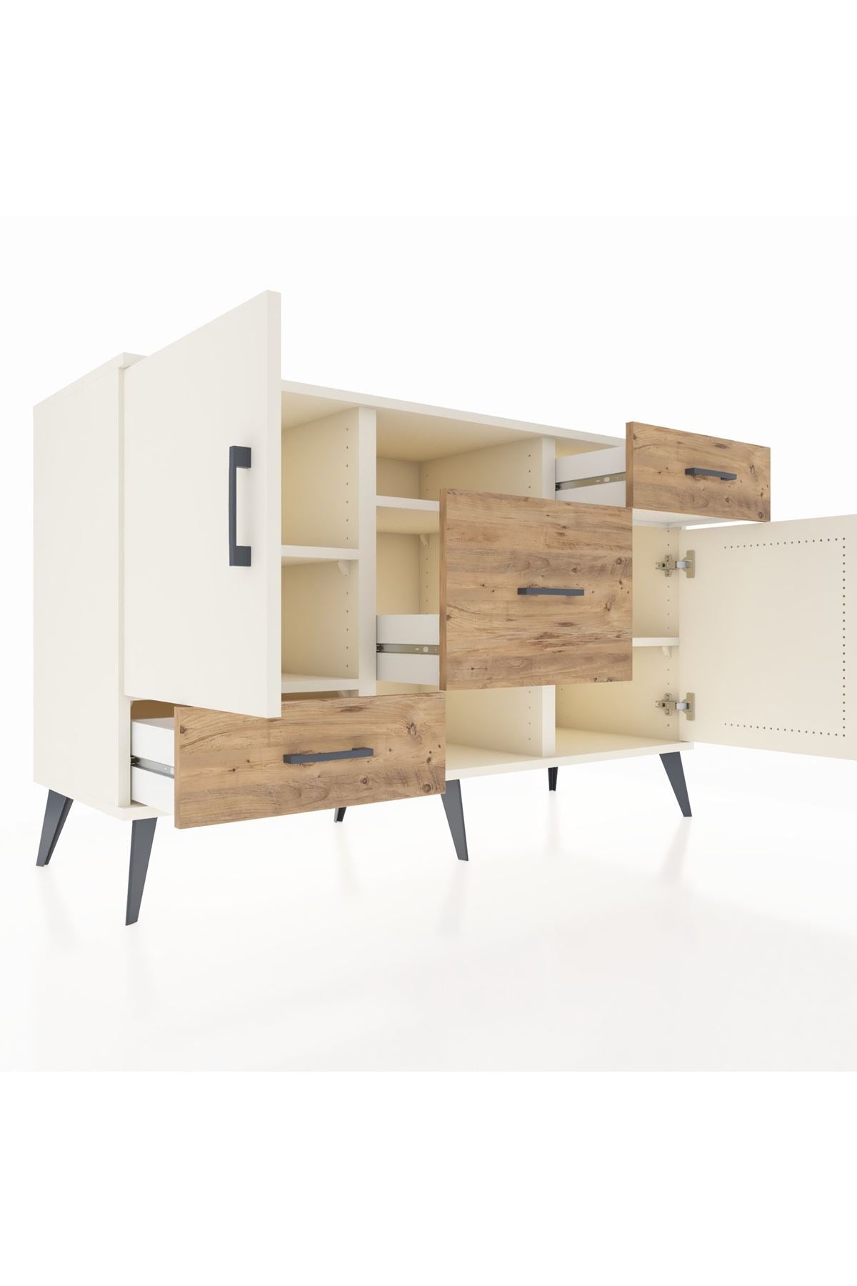 Kronos Konsol 4 Raflı 3 Çekmeceli 2 Kapaklı 132x59x83 - S606M002V06C