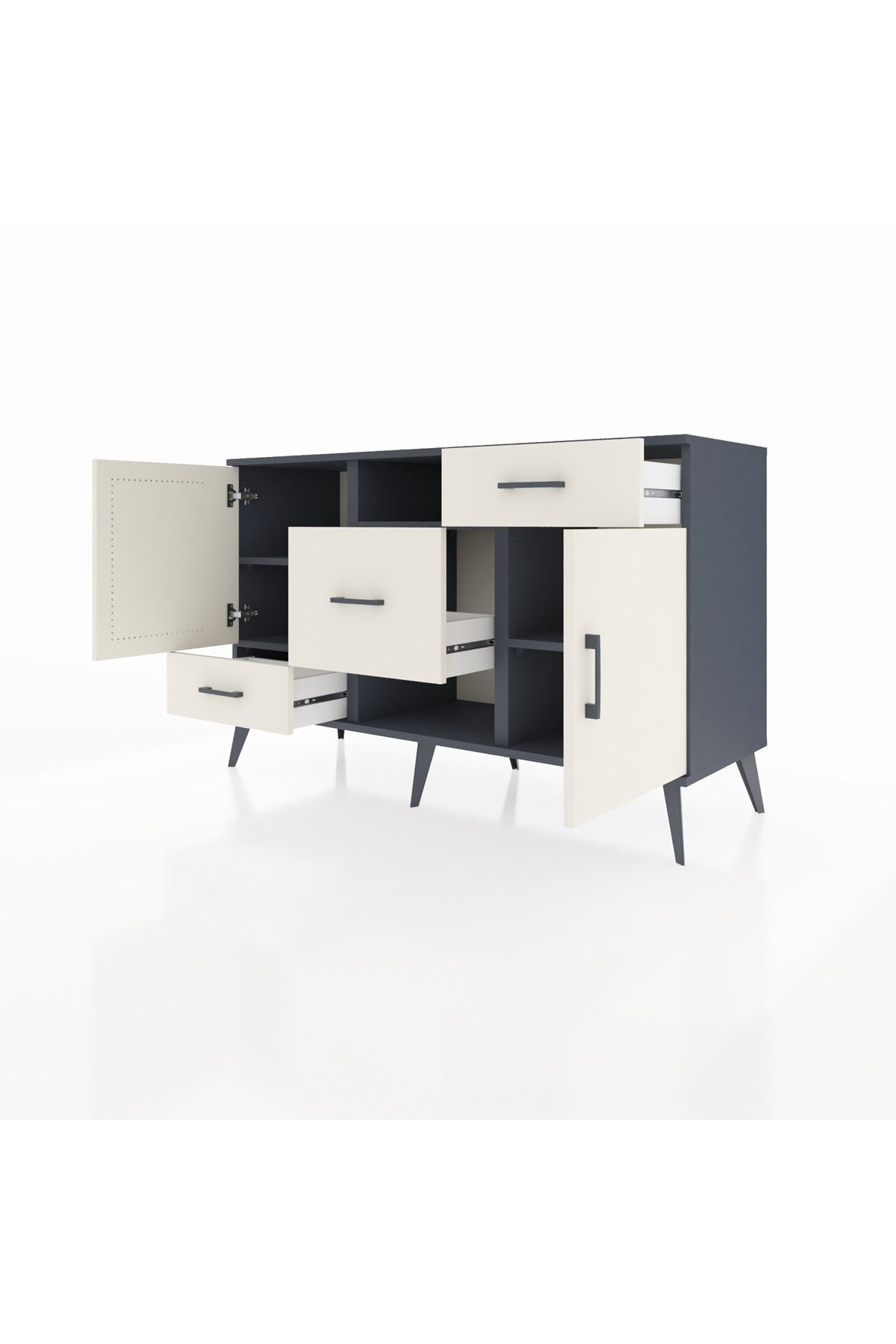 Kronos Konsol 4 Raflı 3 Çekmeceli 2 Kapaklı 132x59x83 - S606M002V13C