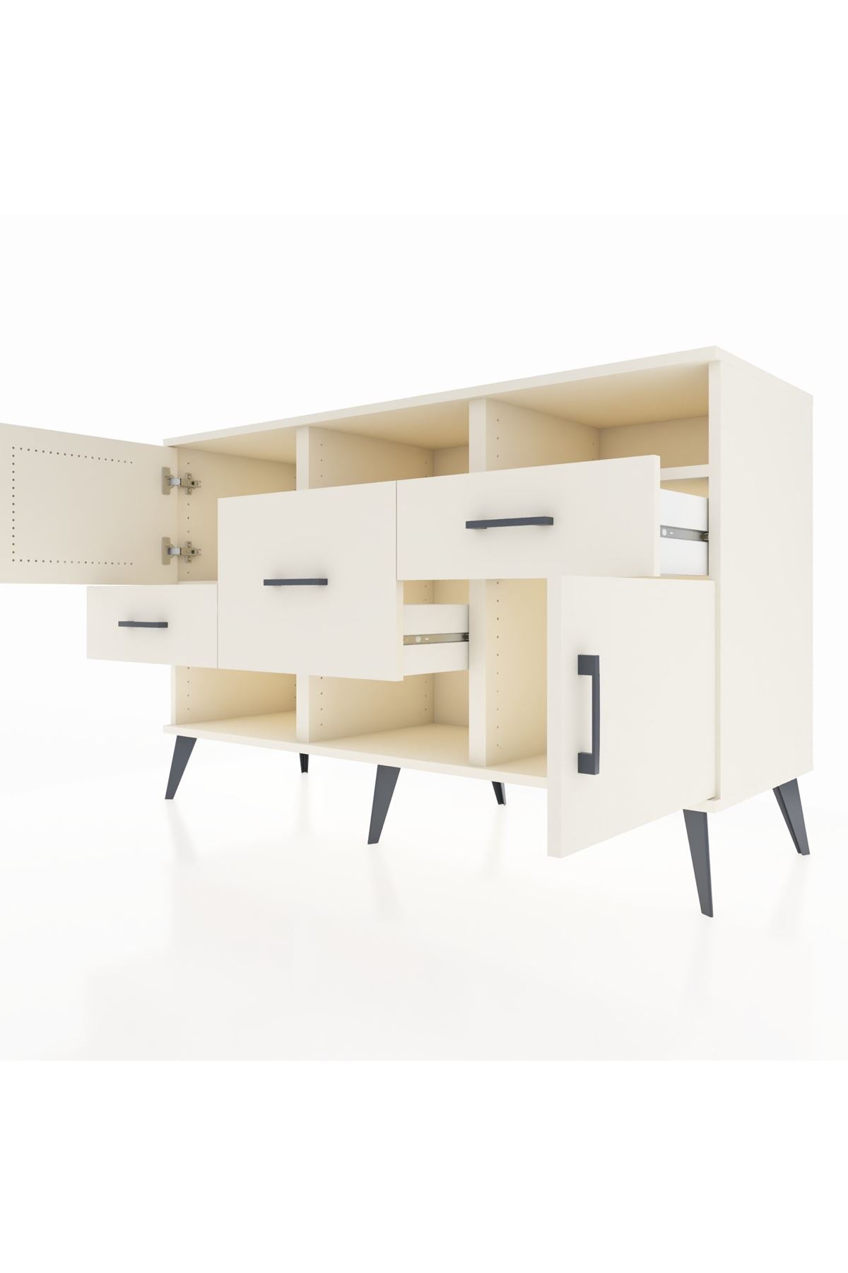 Kronos Konsol 3 Raflı 3 Çekmeceli 2 Kapaklı 132x59x83 - S606M003V04C