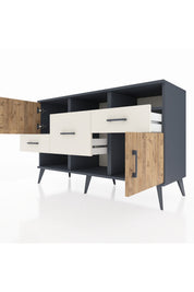 Kronos Konsol 3 Raflı 3 Çekmeceli 2 Kapaklı 132x59x83 - S606M003V10C