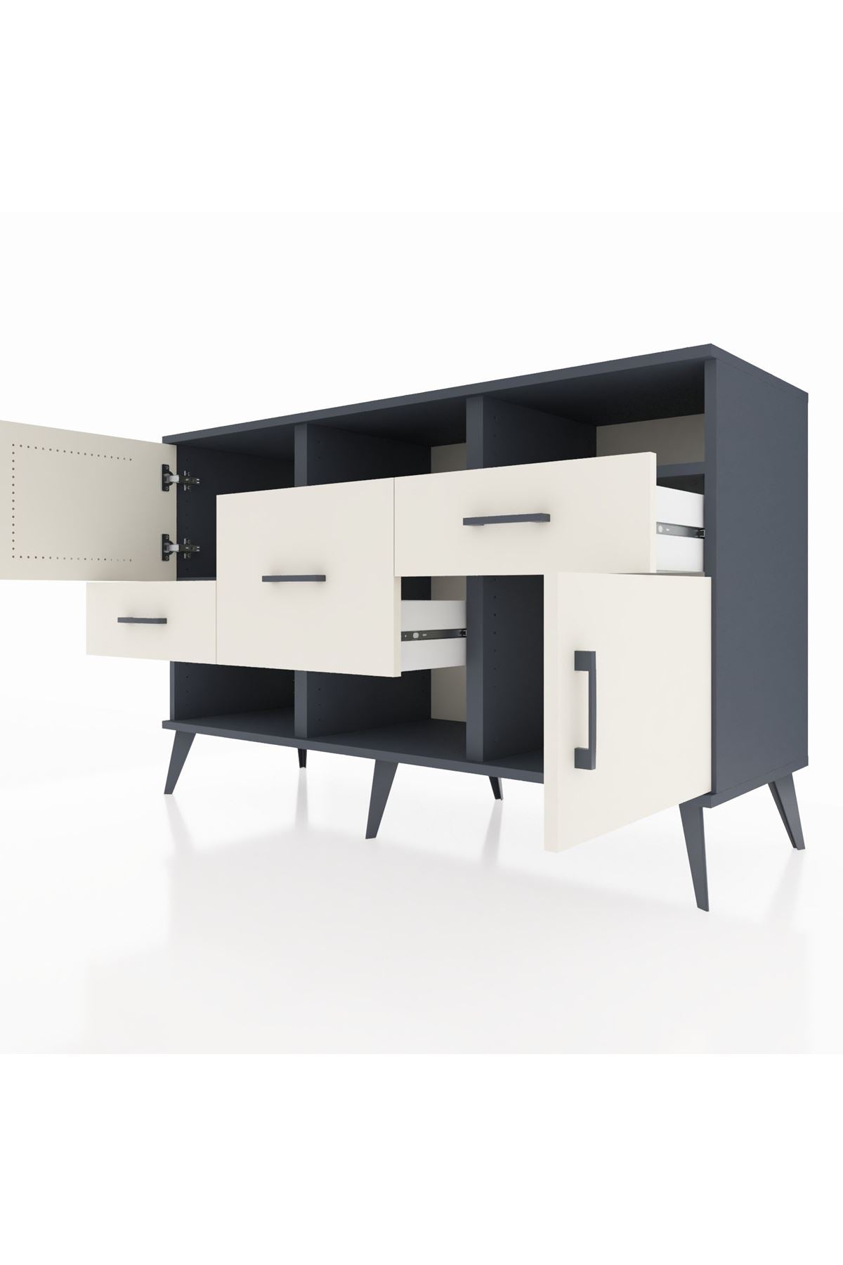 Kronos Konsol 3 Raflı 3 Çekmeceli 2 Kapaklı 132x59x83 - S606M003V13C