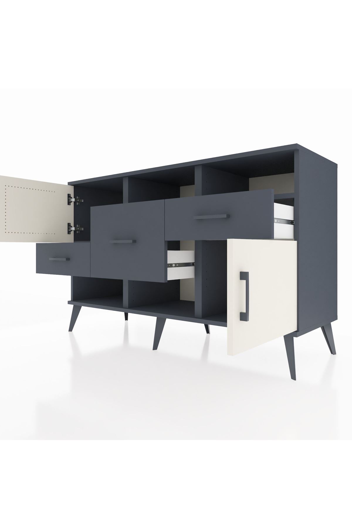 Kronos Konsol 3 Raflı 3 Çekmeceli 2 Kapaklı 132x59x83 - S606M003V14C